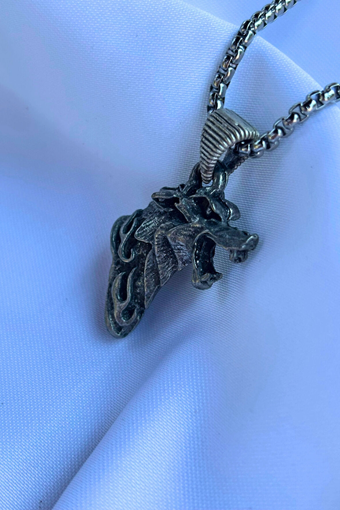 Kurt El İşçiliği Paslanmaz Çelik Zincir Erkek Kolye