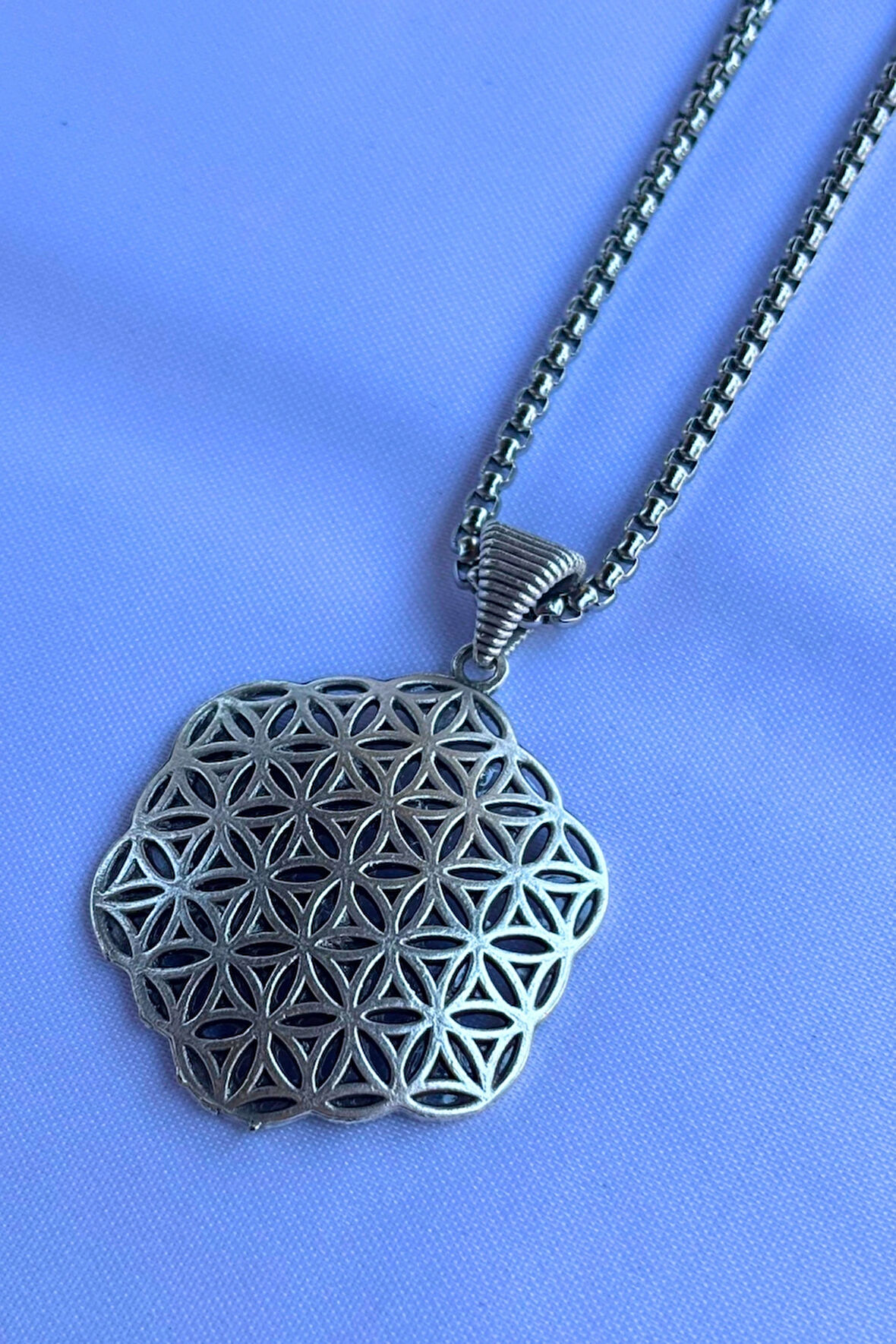 Yaşam Çiçeği El İşçiliği Paslanmaz Çelik Zincir Erkek Kolye