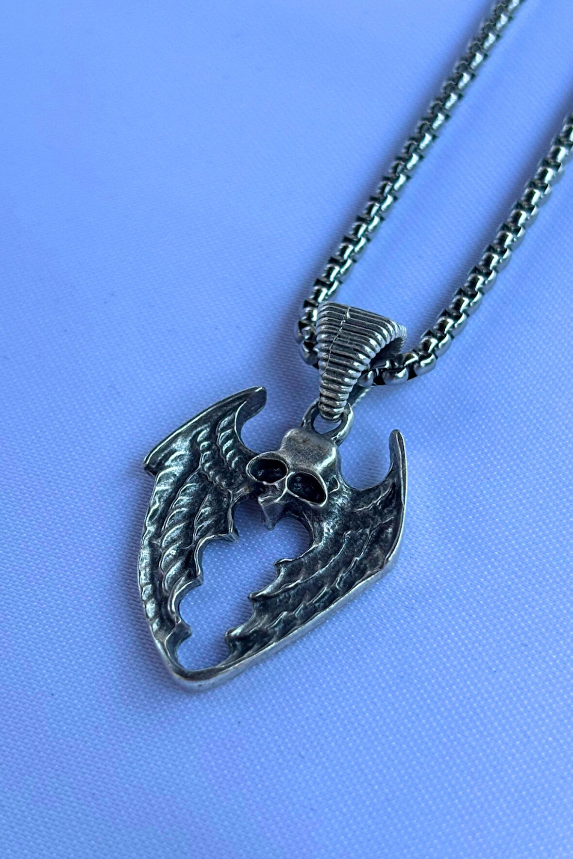 Yarasa El İşçiliği Paslanmaz Çelik Zincir Erkek Kolye