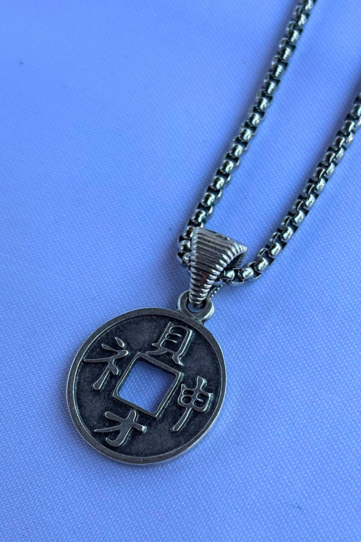 Şans Parası El İşçiliği Paslanmaz Çelik Zincir Erkek Kolye