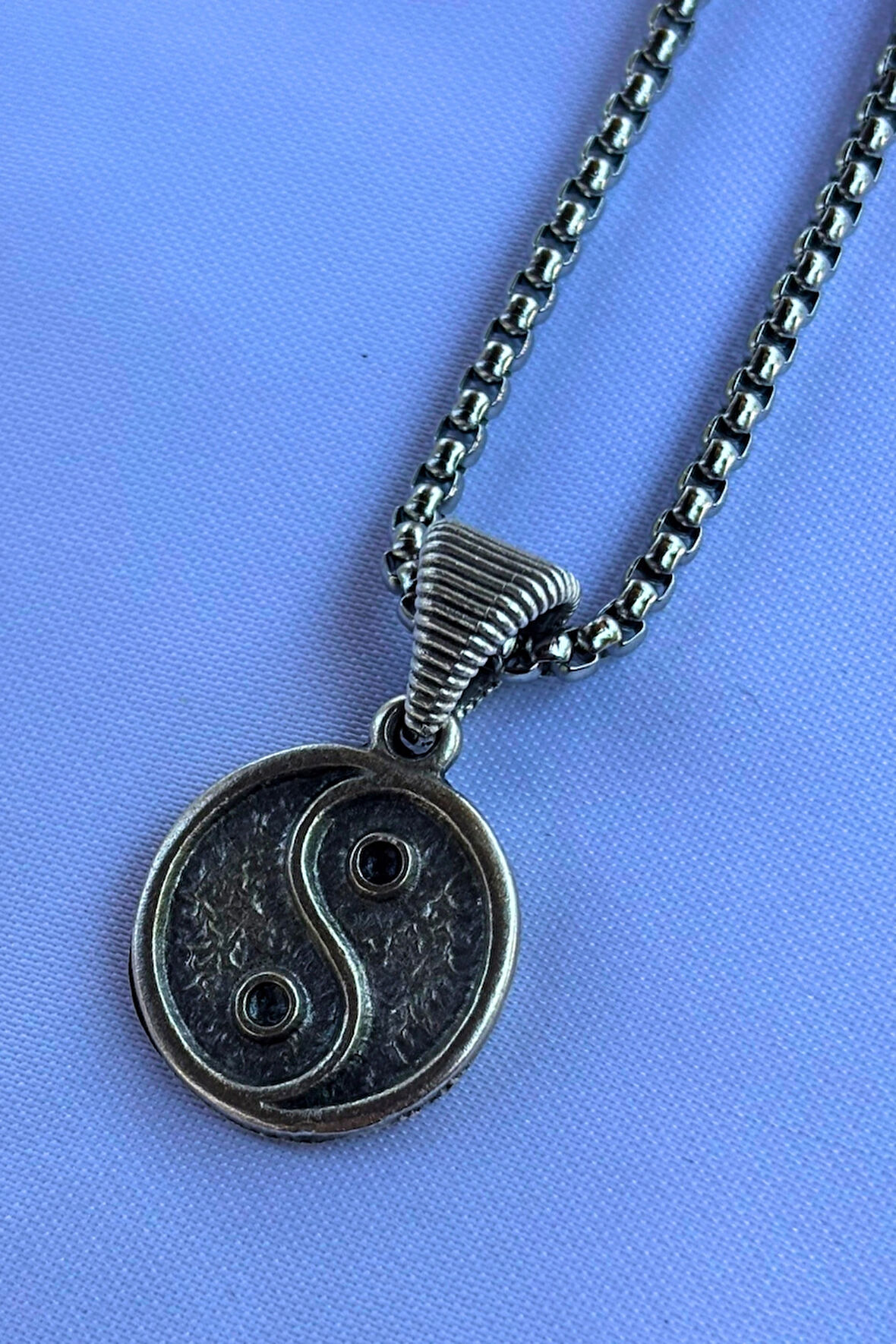 Yin Yang El İşçiliği Paslanmaz Çelik Zincir Erkek Kolye