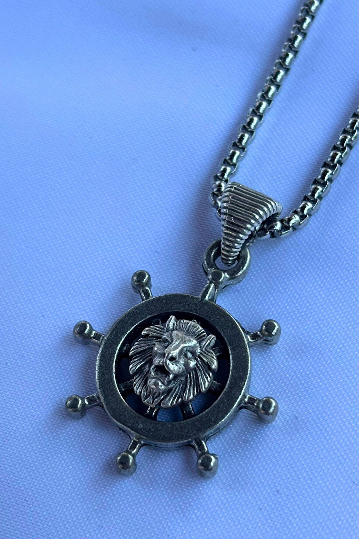 Aslanlı Dümen El İşçiliği Paslanmaz Çelik Zincir Erkek Kolye