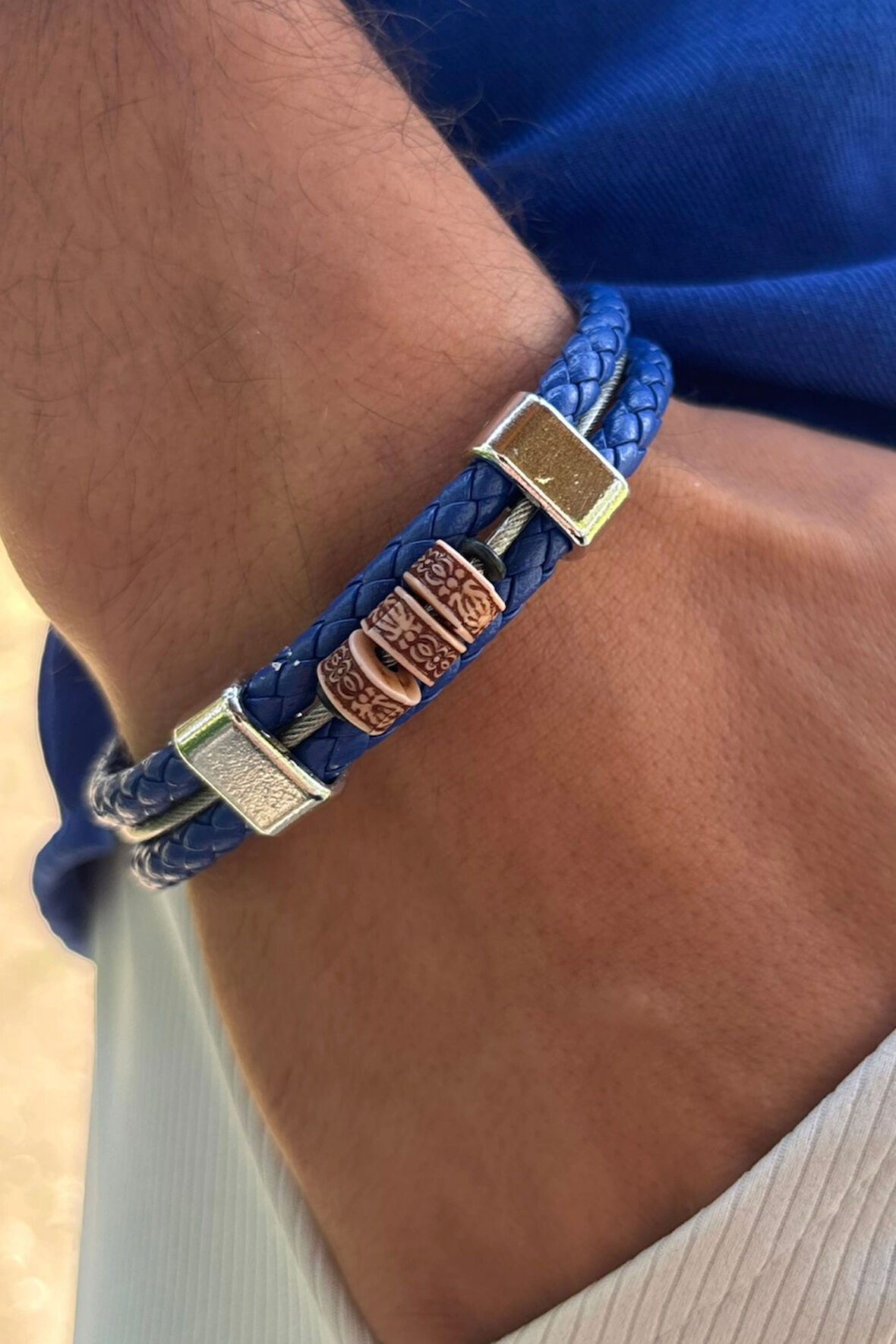 El İşçiliği ile Üretilmiş Hakiki Deri Erkek Bileklik