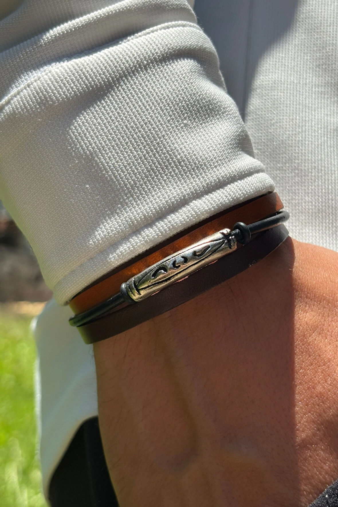 El İşçiliği ile Üretilmiş Hakiki Deri Erkek Bileklik