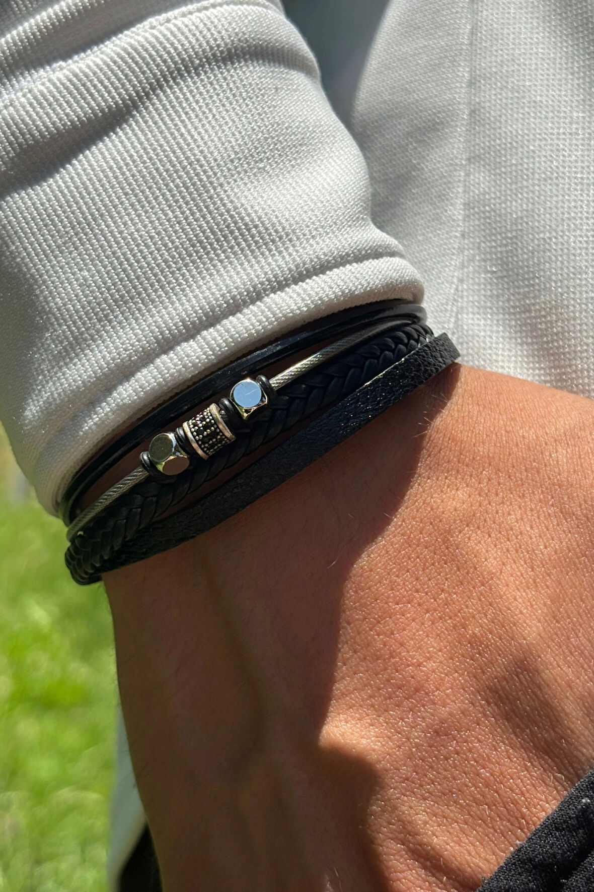 El İşçiliği ile Üretilmiş Hakiki Deri Erkek Bileklik