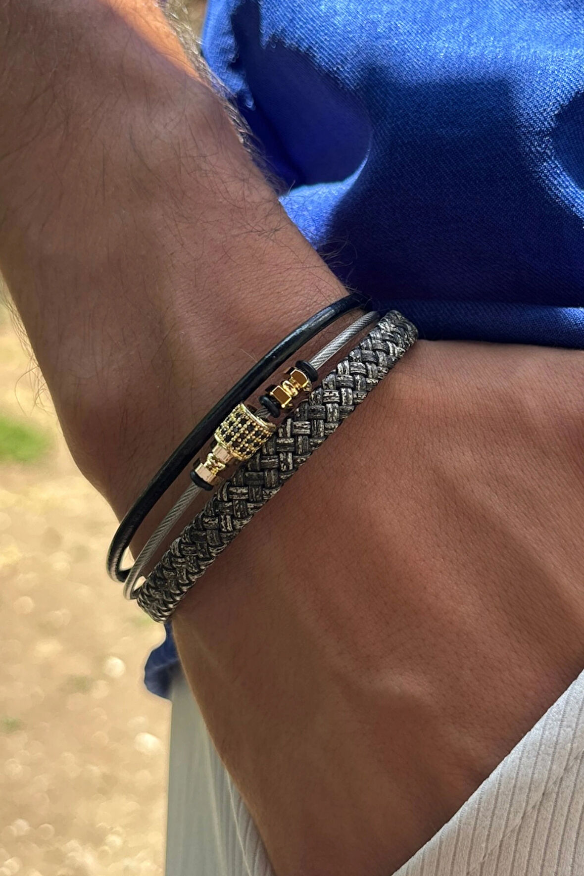 El İşçiliği ile Üretilmiş Hakiki Deri Erkek Bileklik