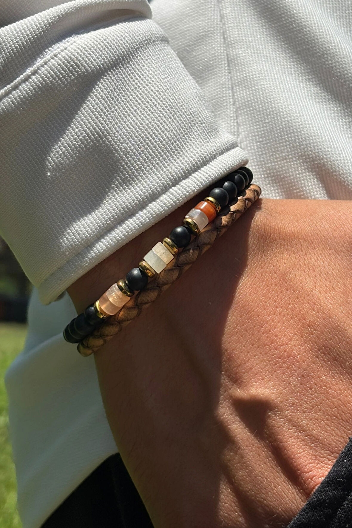 Taşlı Yılan Derisi Desenli El İşçiliği ile Üretilmiş Hakiki Deri Erkek Bileklik