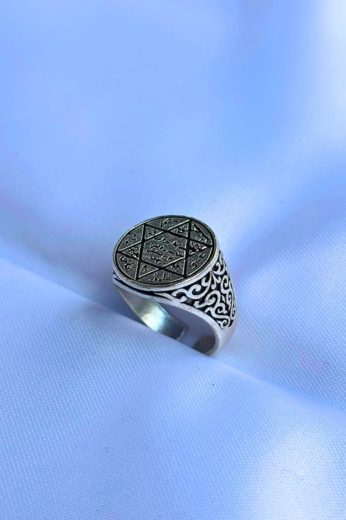 Hz. Süleyman Mührü Özel Tasarım Maskülen Ayarlanabilir Erkek Yüzük