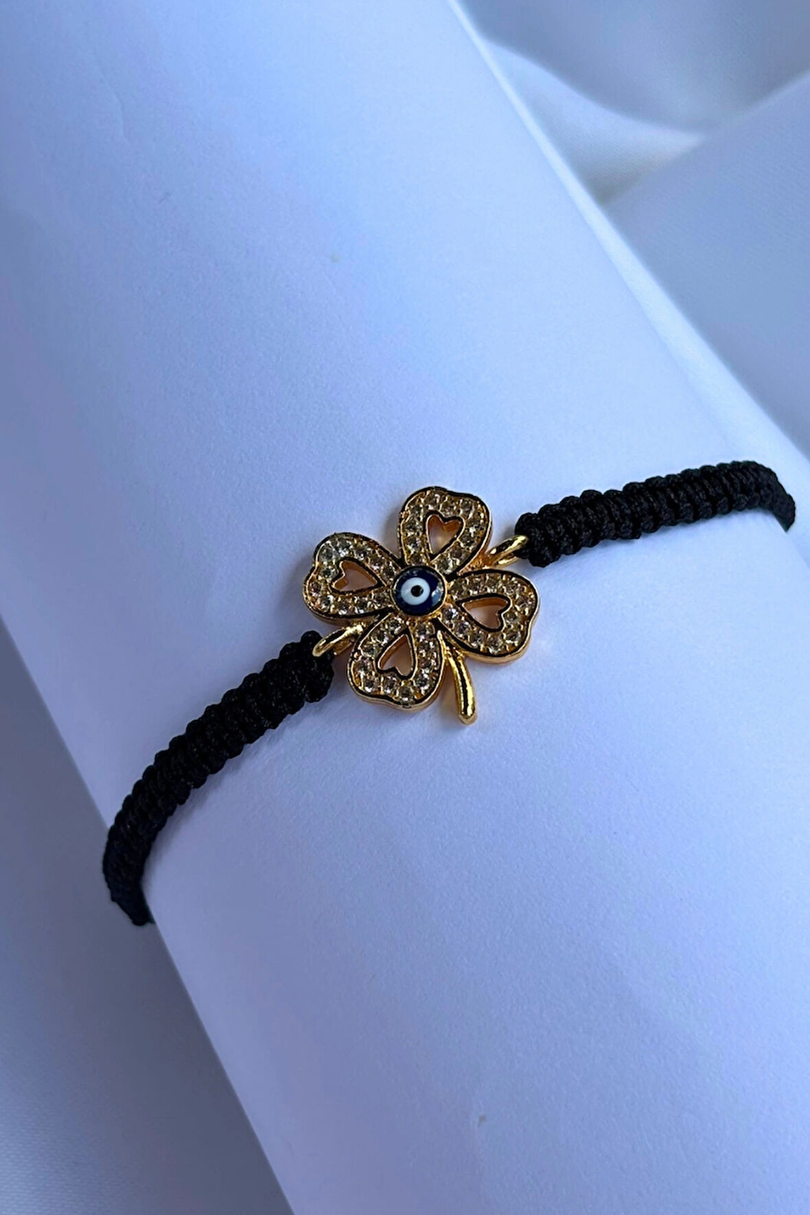 Dört Yapraklı Yonca El Yapımı Ayarlanabilir Tasarım Kadın Bileklik