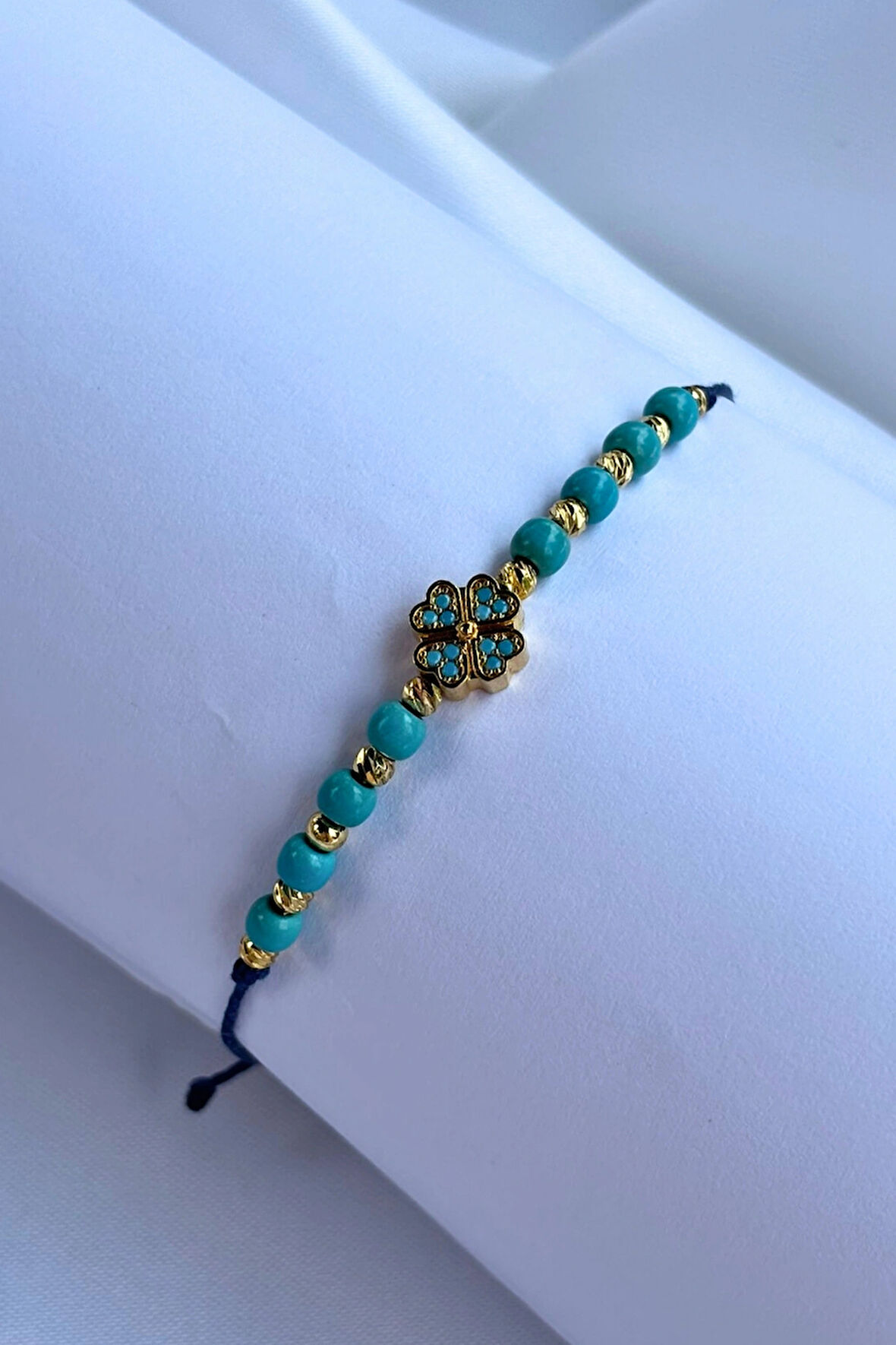 Dört Yapraklı Yonca El Yapımı Ayarlanabilir Tasarım Kadın Bileklik