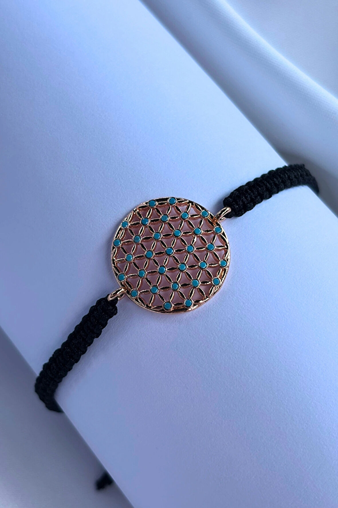 Mavi Nokta Detaylı El Yapımı Ayarlanabilir Tasarım Kadın Bileklik