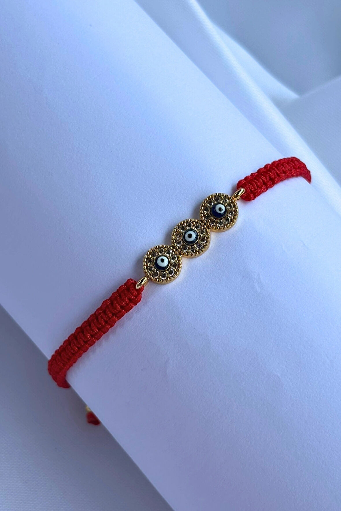 Üçlü Nazar Boncuğu El Yapımı Ayarlanabilir Tasarım Kadın Bileklik