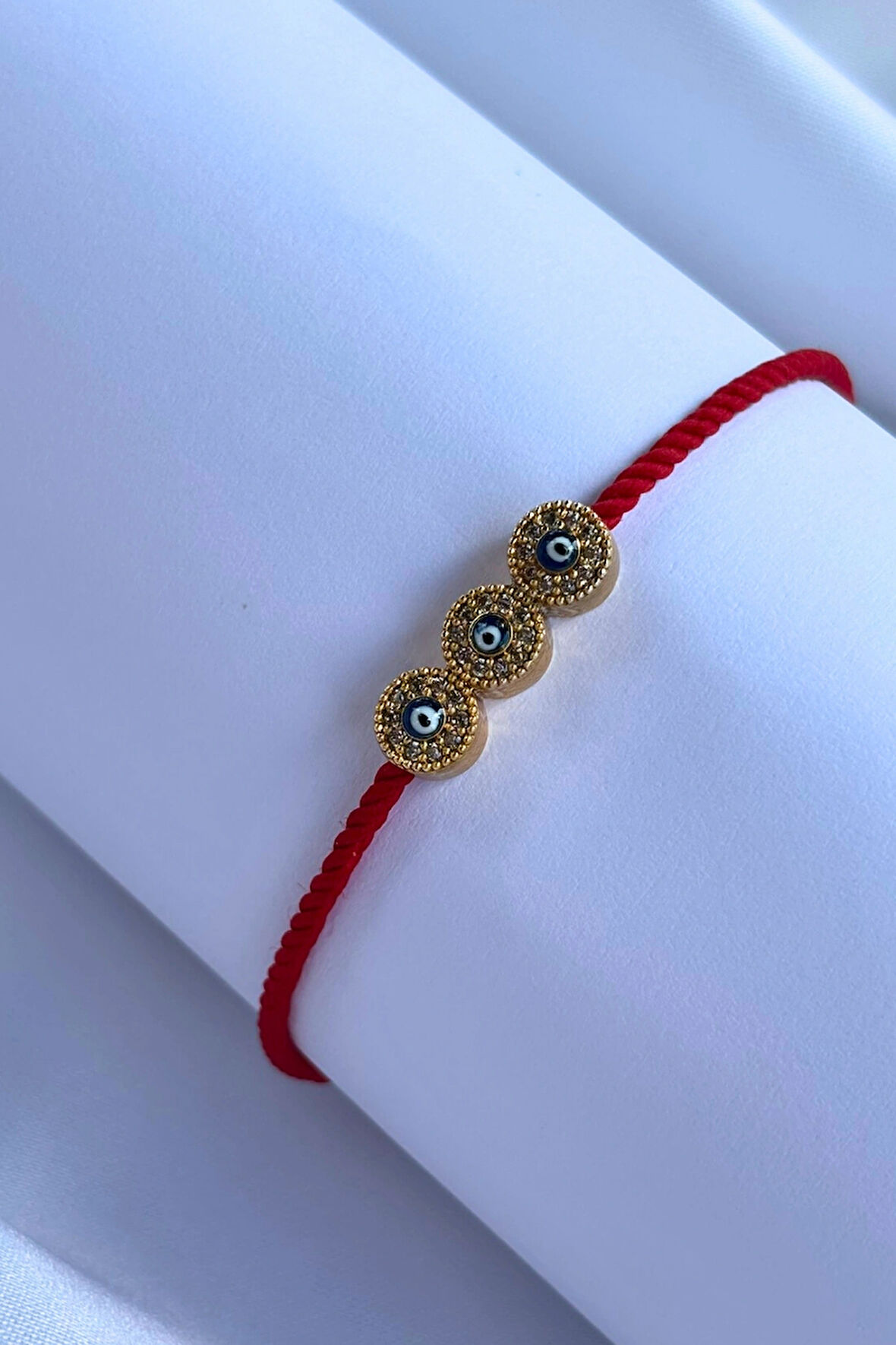 Üçlü Nazar Boncuğu El Yapımı Ayarlanabilir Tasarım Kadın Bileklik