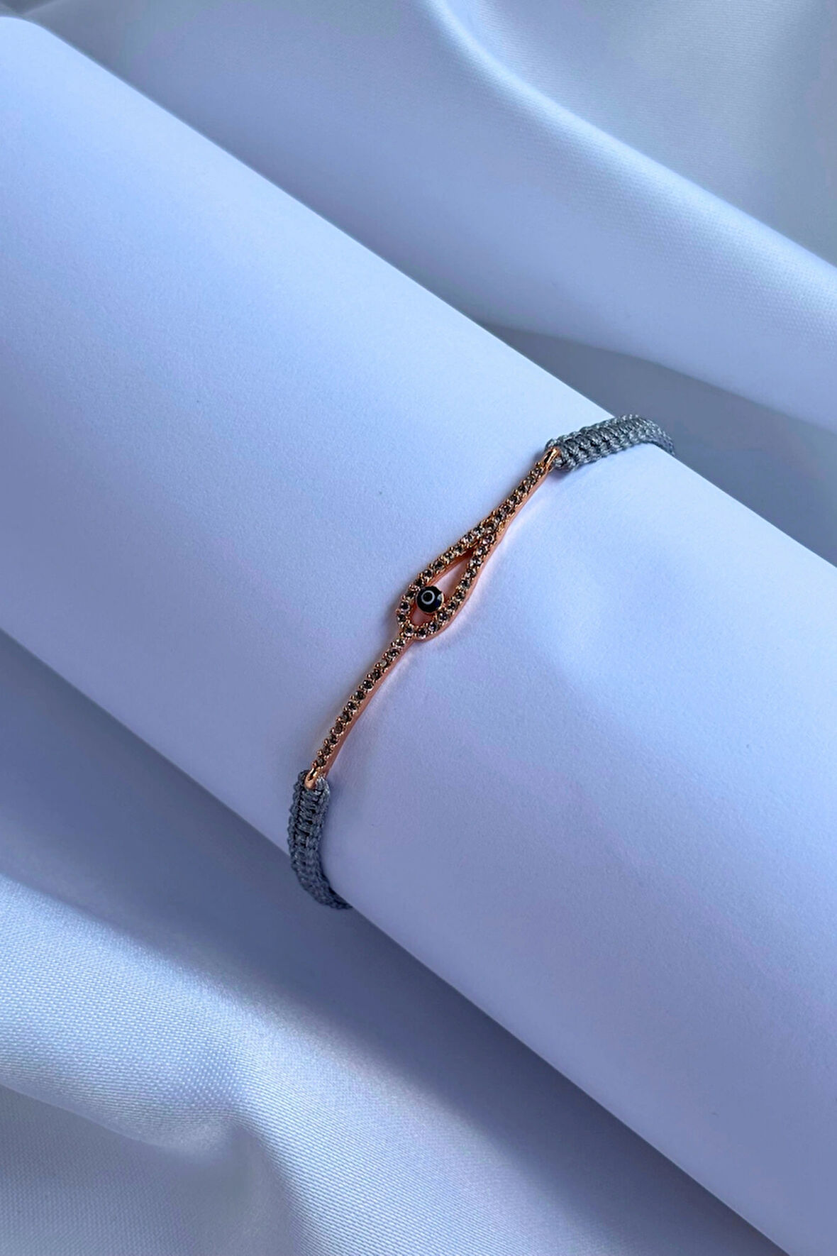 Zirkon Taşlı Nazar Boncuğu El Yapımı Ayarlanabilir Tasarım Kadın Bileklik