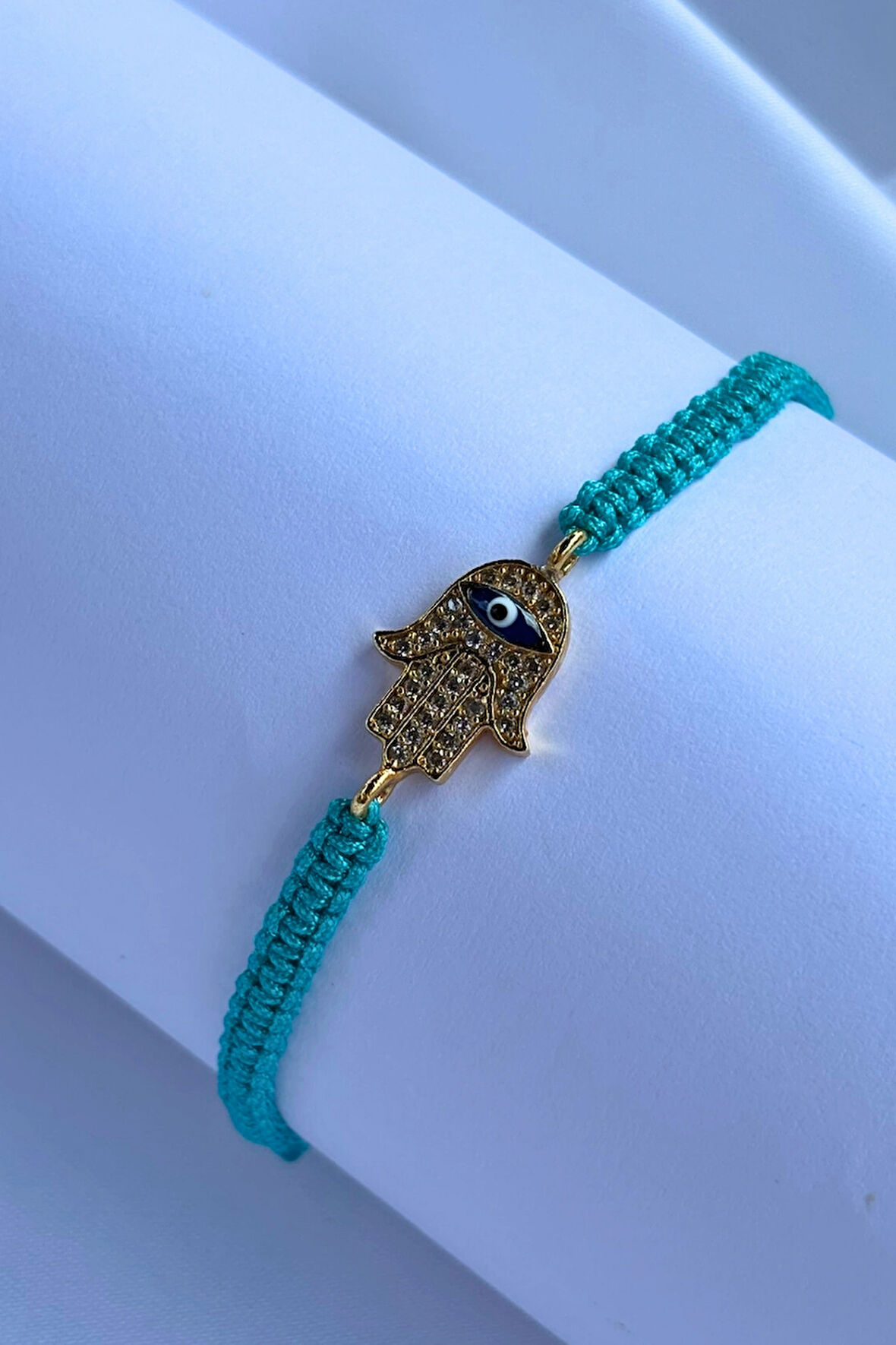 Hamsa El Motifli El Yapımı Ayarlanabilir Tasarım Kadın Bileklik