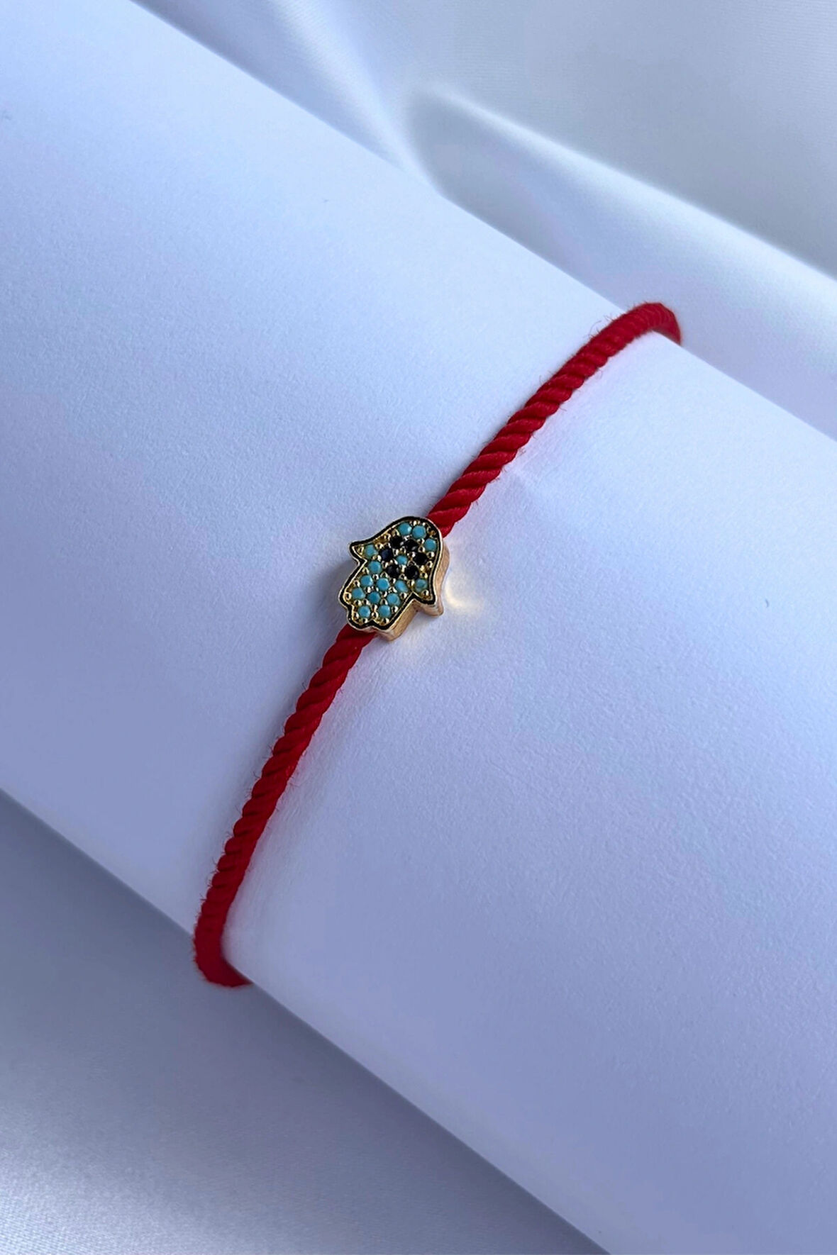 Hamsa El Motifli El Yapımı Ayarlanabilir Tasarım Kadın Bileklik