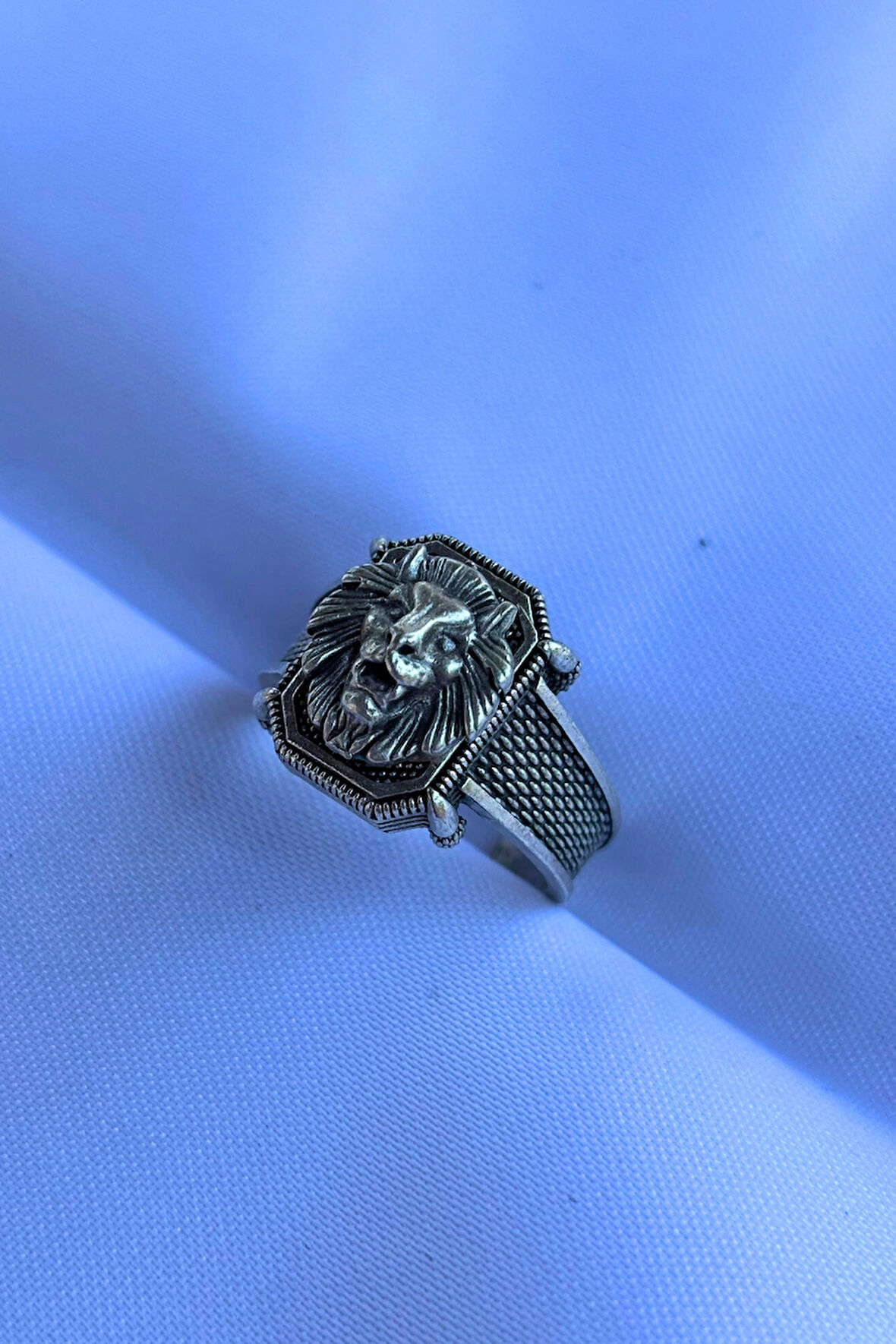Aslan Figürlü Özel Tasarım Maskülen Ayarlanabilir Erkek Yüzük