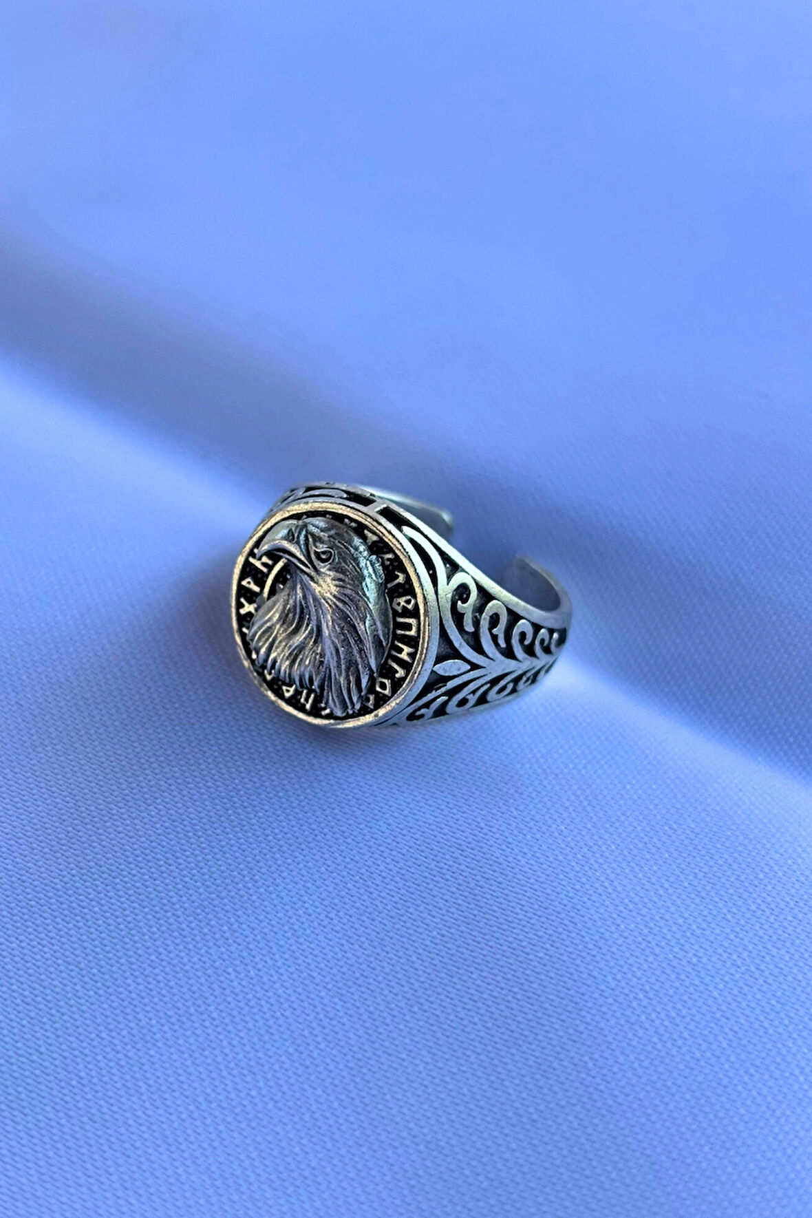 Kartal Figürlü Özel Tasarım Maskülen Ayarlanabilir Erkek Yüzük