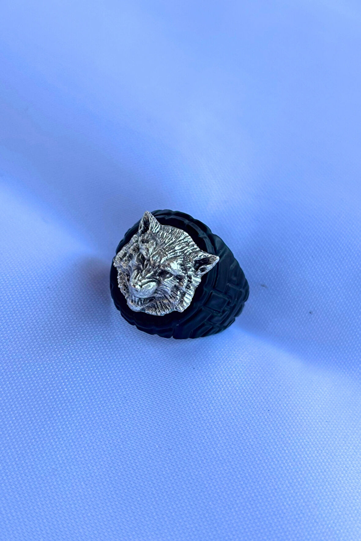 Kurt Figürlü Özel Tasarım Maskülen Ayarlanabilir Erkek Yüzük