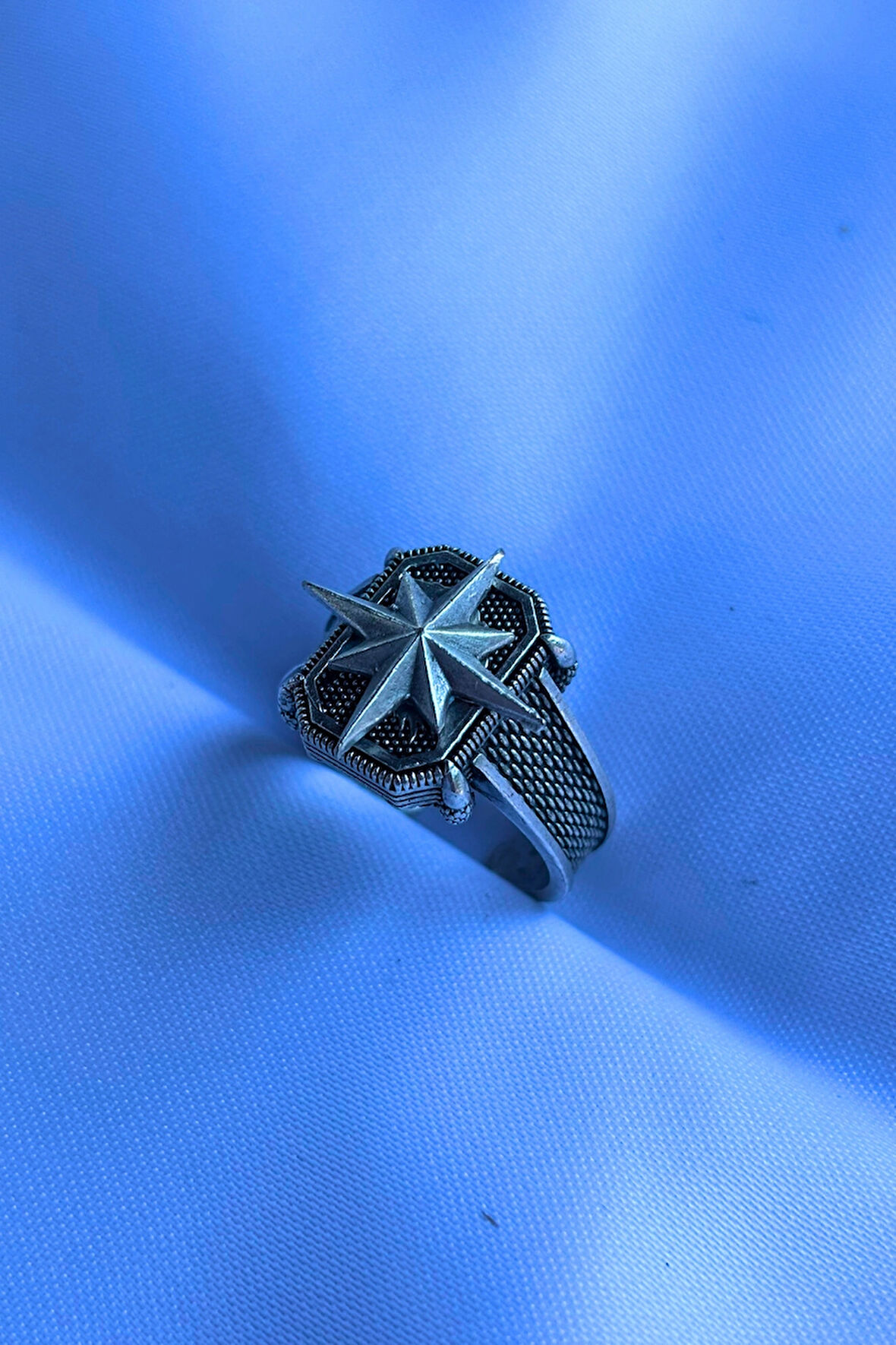 Pusula Figürlü Özel Tasarım Maskülen Ayarlanabilir Erkek Yüzük