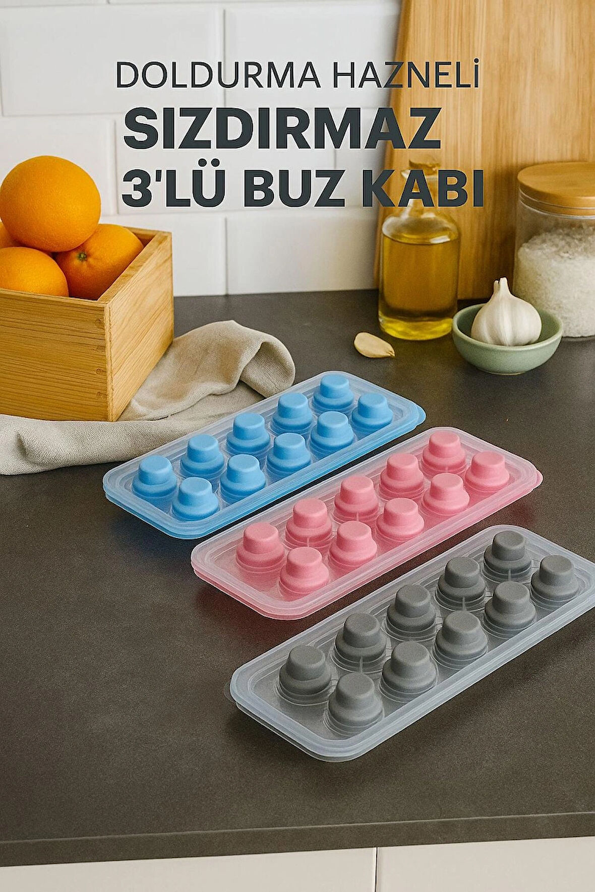 Doldurma Hazneli Sızdırmaz 3'lü Buz Kalıbı
