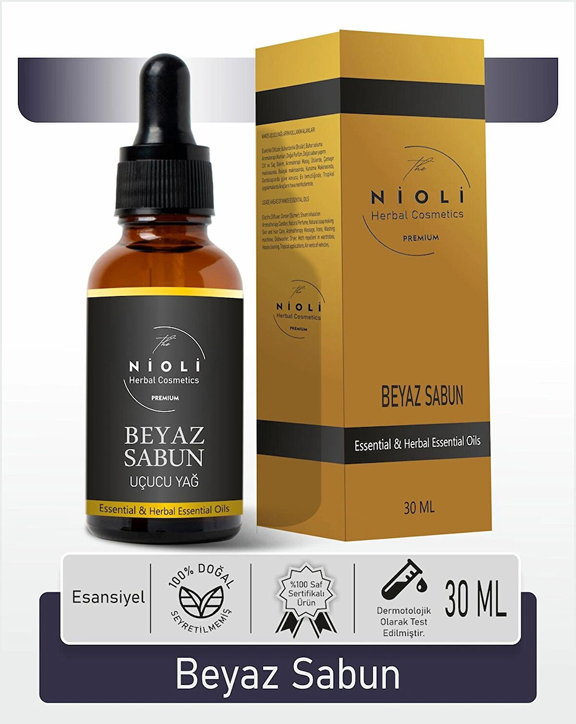 	Nioli Beyaz Sabun Esansiyel Uçucu Yağ Buhurdanlık Yağı Aromaterapi Yağı 30 ML