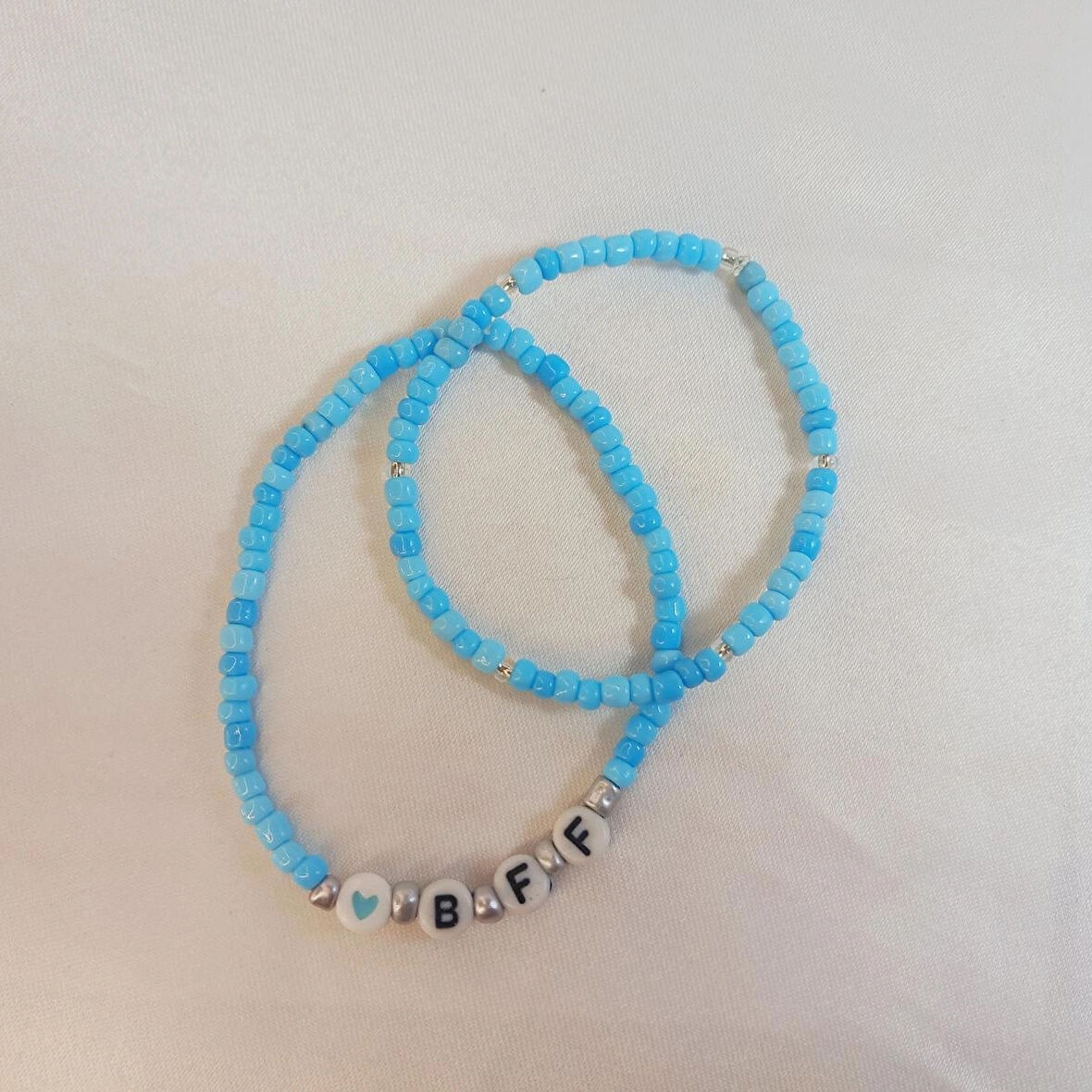 Crystal Atelier Bff Kalpli Boncuk Çift Bileklik Seti 2li Bff, Çift, Arkadaşlık, Sevgili Bilekliği