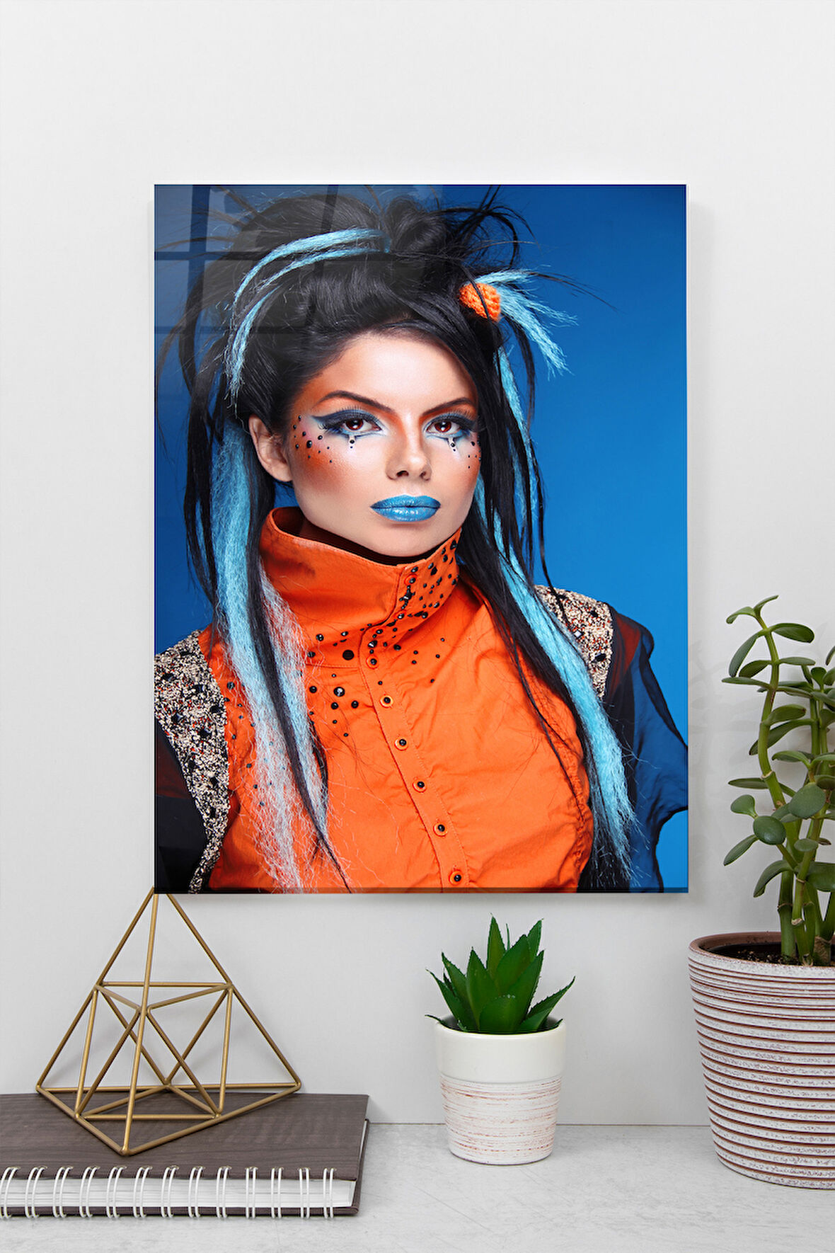 Rock Tarzı Saçıyla Punk Modeli Kadın Cam Tablo | Hediyelik, Dekoratif, Ofis, Mutfak 