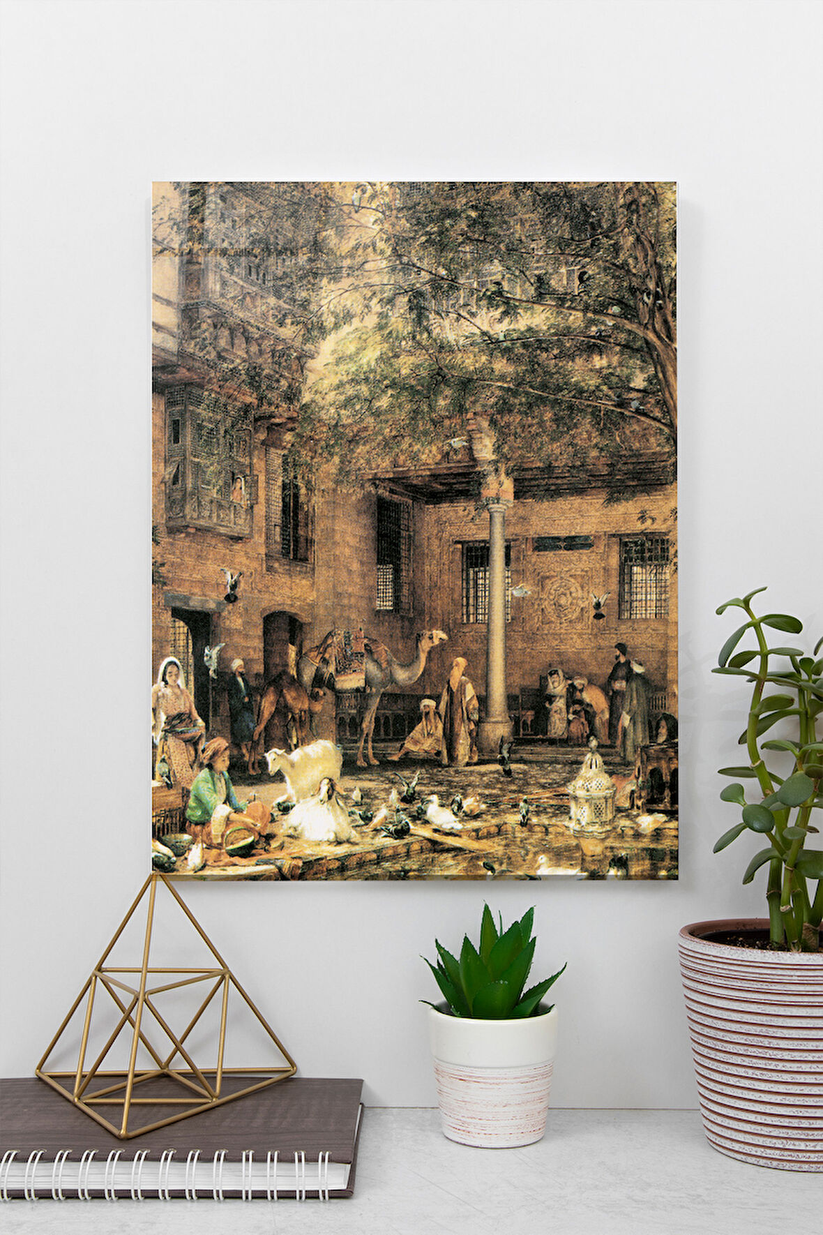 John Frederick Lewis, Kahire'deki Kıpti Patrik Evi Avlusu Cam Tablo | Hediyelik, Dekoratif, Ofis, Mutfak 