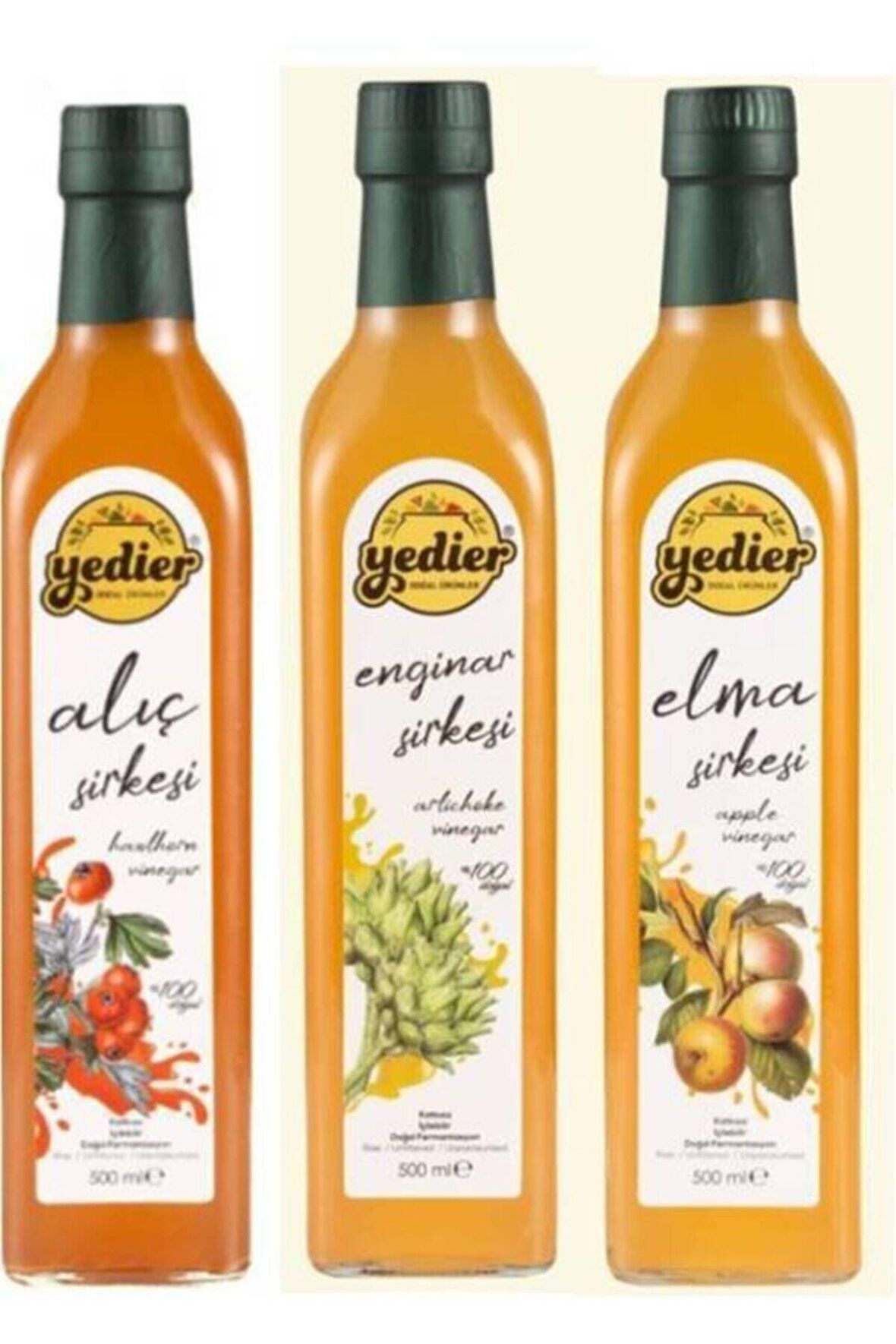 Yedier 3 lü Sirke Elma+Alıç+Enginar 500 Ml