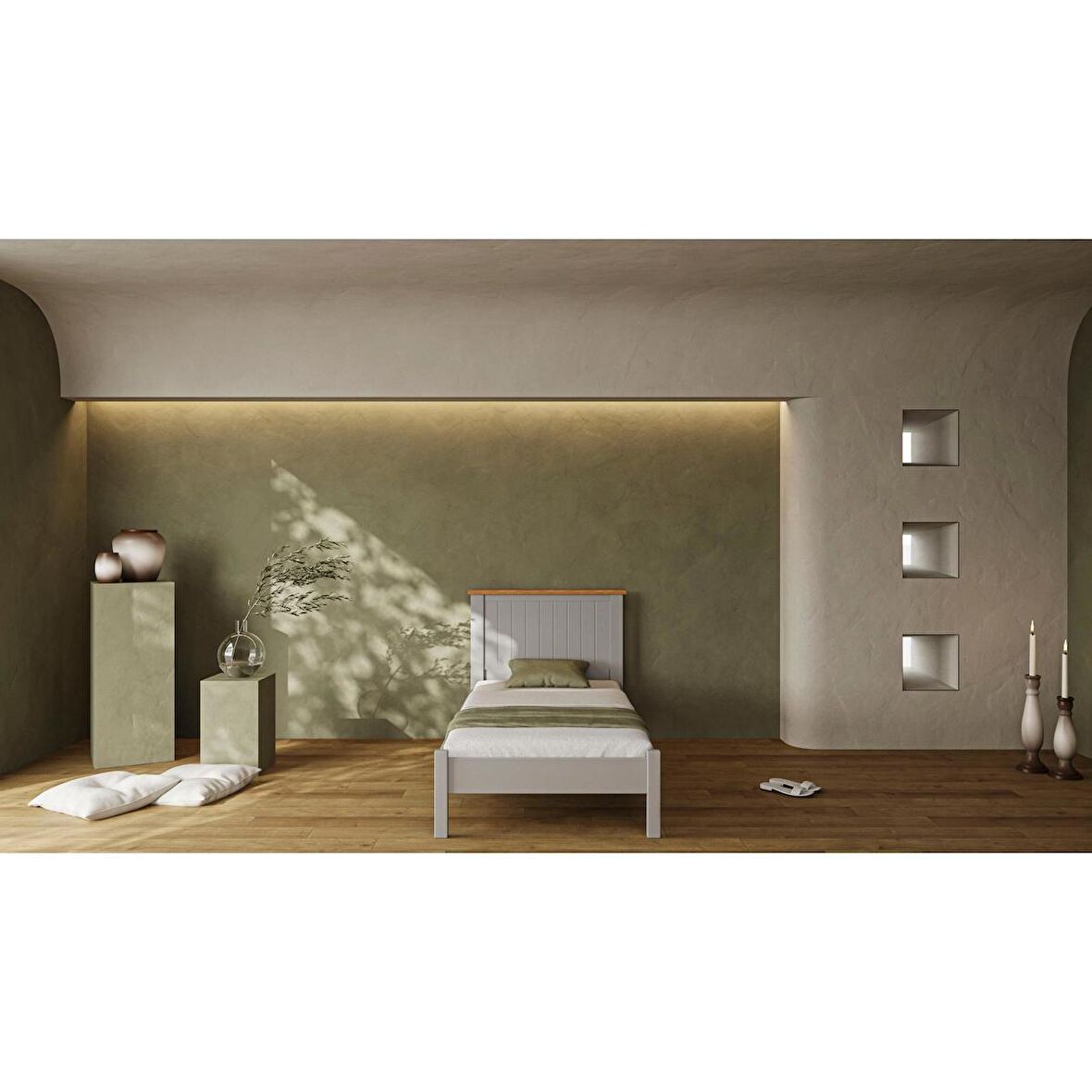 BLINK Modern Soft Gri Tek Kişilik Karyola 120x200