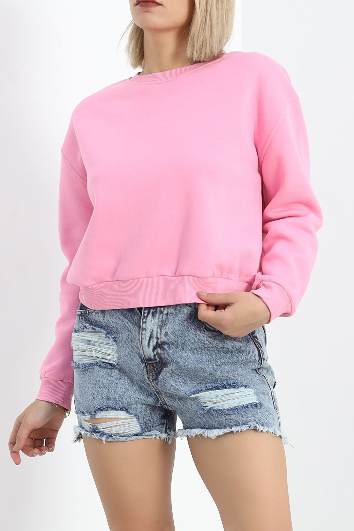 BENSU STORE Bisiklet Yaka Sweat Pembe - 21614.200.