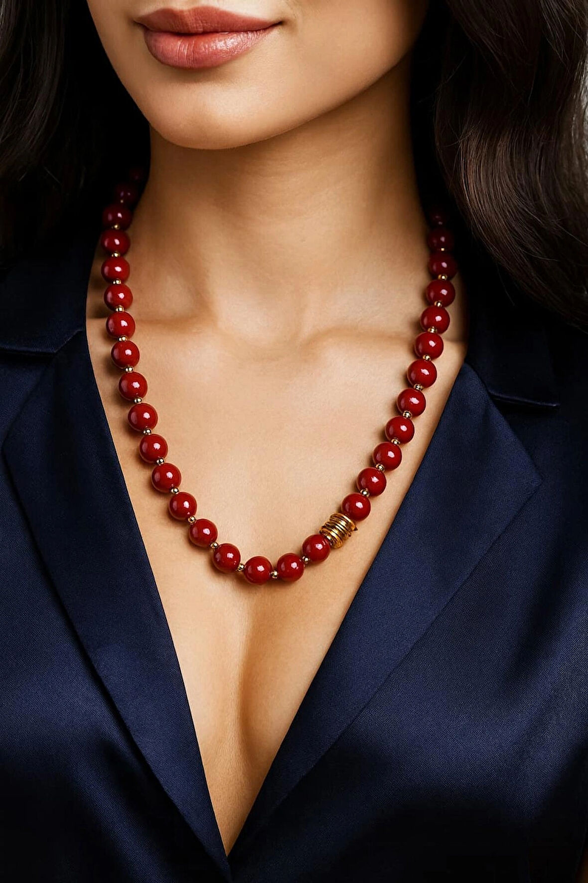 Bordo Yeşim Taşı Kolye