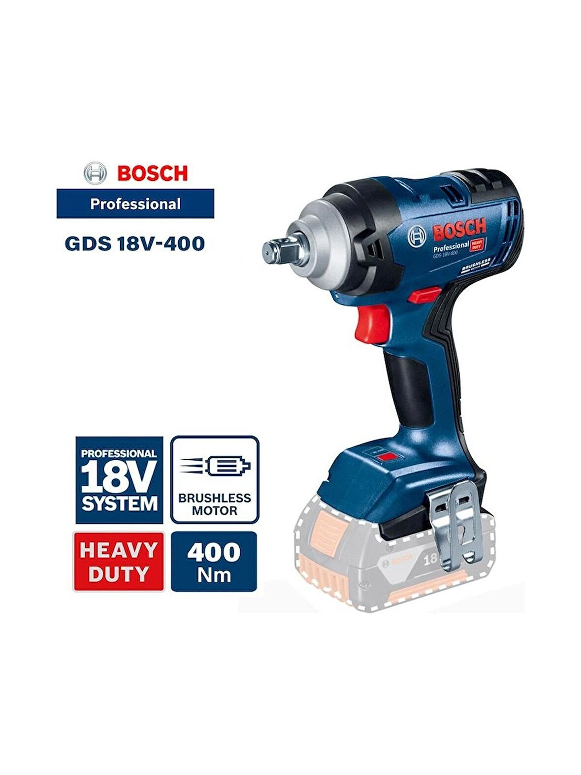 Bosch Gds 18v-400 Şarjlı Somun Sıkma 18 Volt 400 nm (BATARYASIZ)