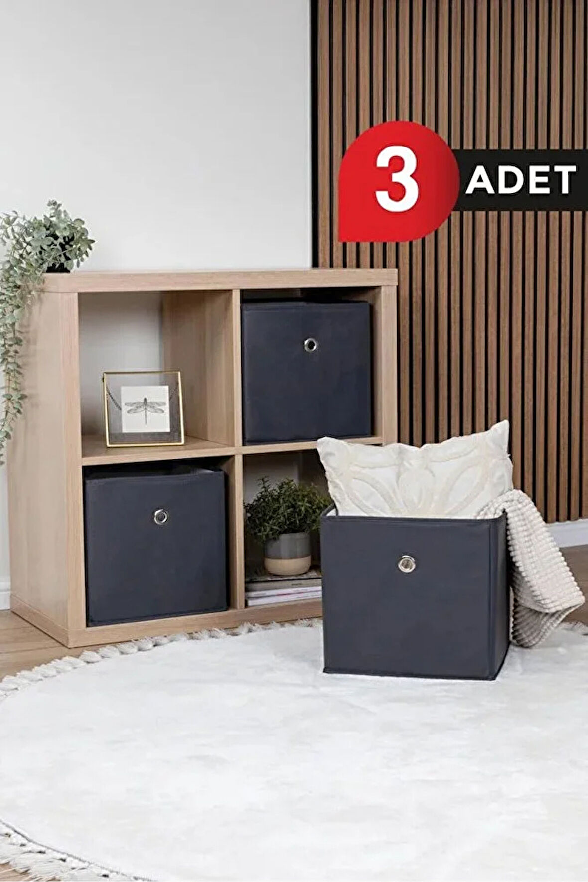 3'lü Dolap Içi Çamaşır Oyuncak Düzenleyici Kapaksız Saklama Kutusu Organizer 30x30x30