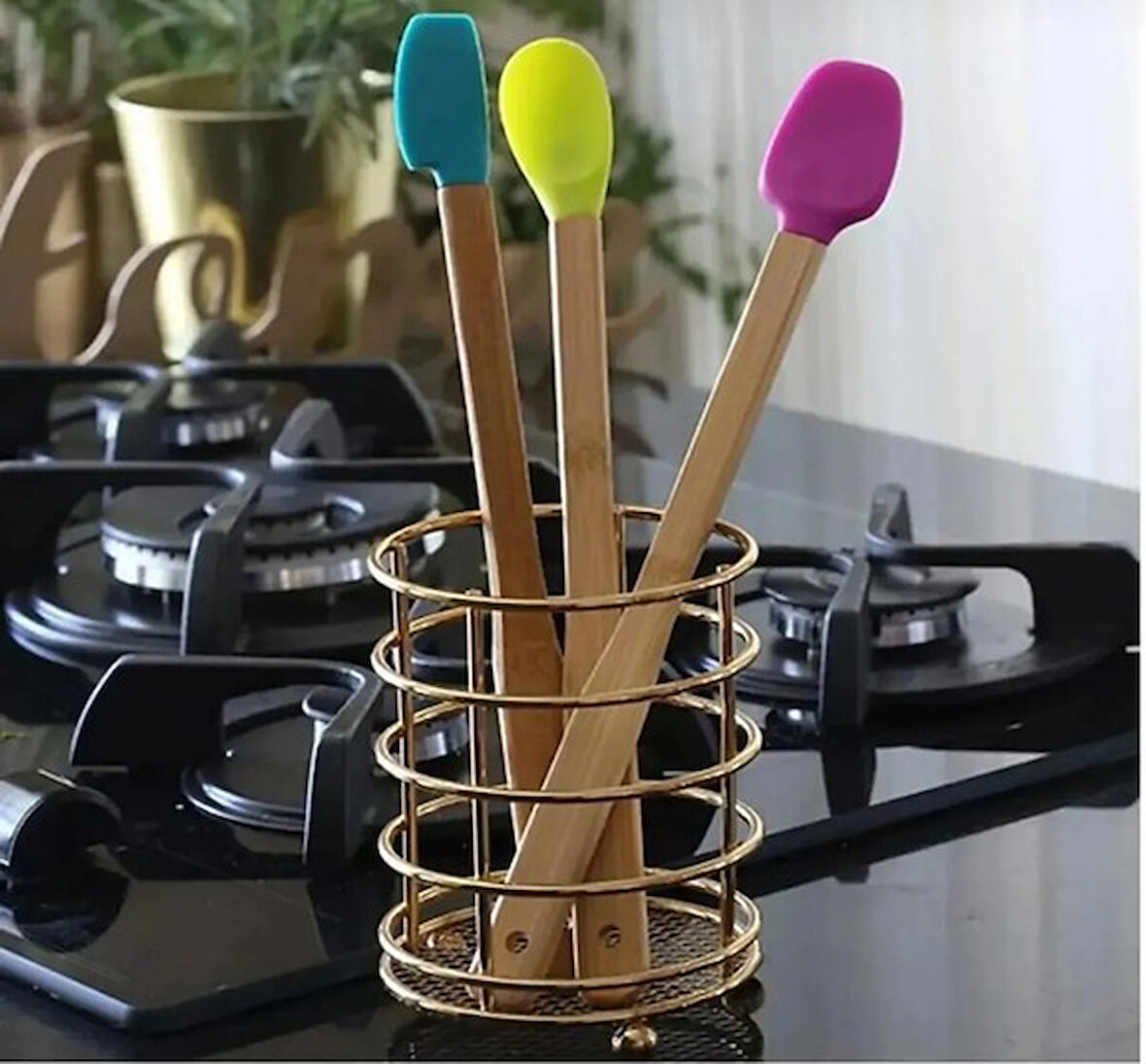 3 adet ısıya dayanıklı bambu spatula