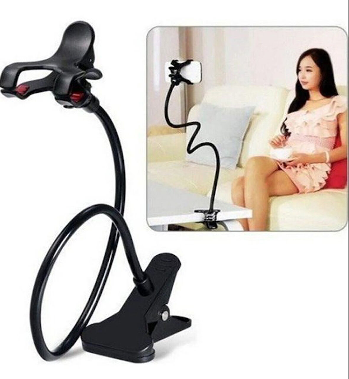 Siyah Akrobat Telefon Tutucu Oynar Başlıklı