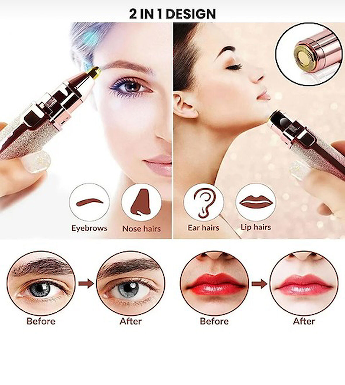 Simli Yüz Kaş Epilatör Kıl Kaş Bıyık Tüy Alma Aleti