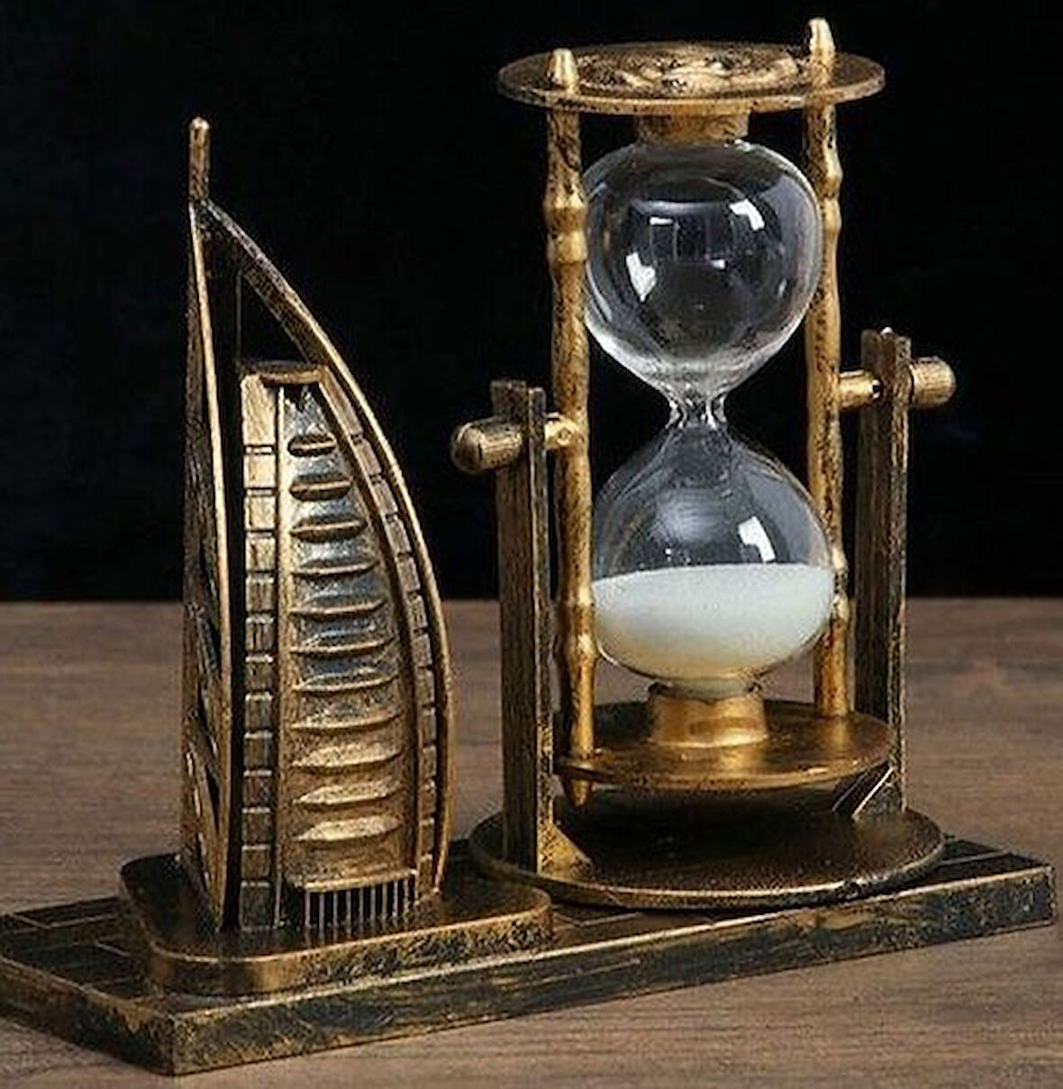 Yelkenli Kum Saati Beyaz Kum Dekor Hediyelik S-25