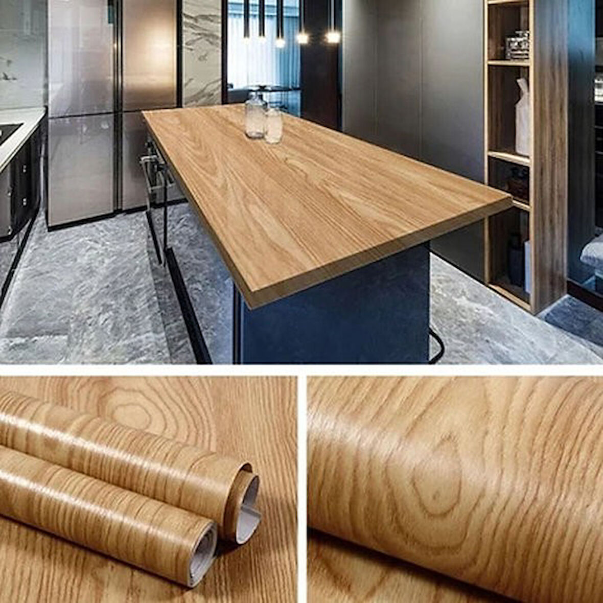 Ahşap Görünümlü Duvar Kağıdı Kendinden Yapışkanlı 5 metre