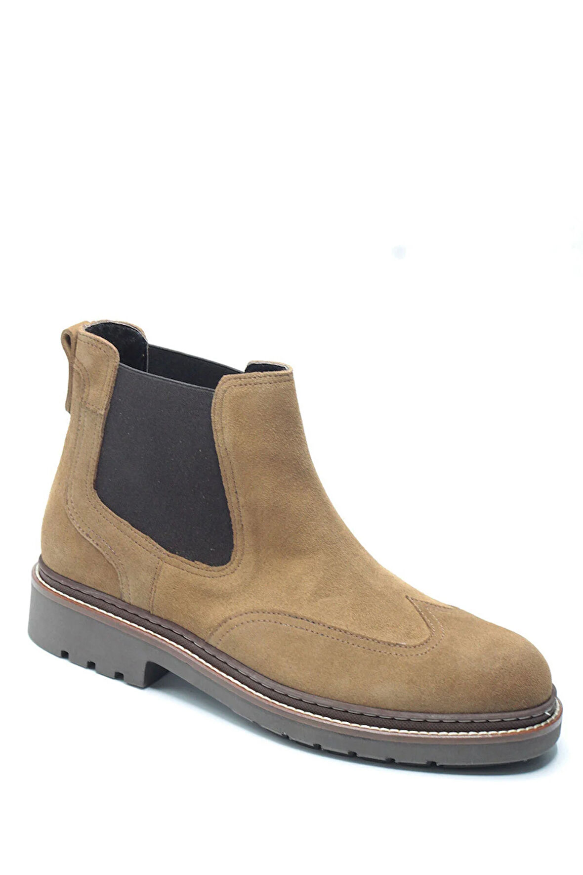 Taba Rengi Hakiki Süet Brogue Detaylı Comfort Eva Taban Erkek Chelsea Bot B10-0304E-SU07