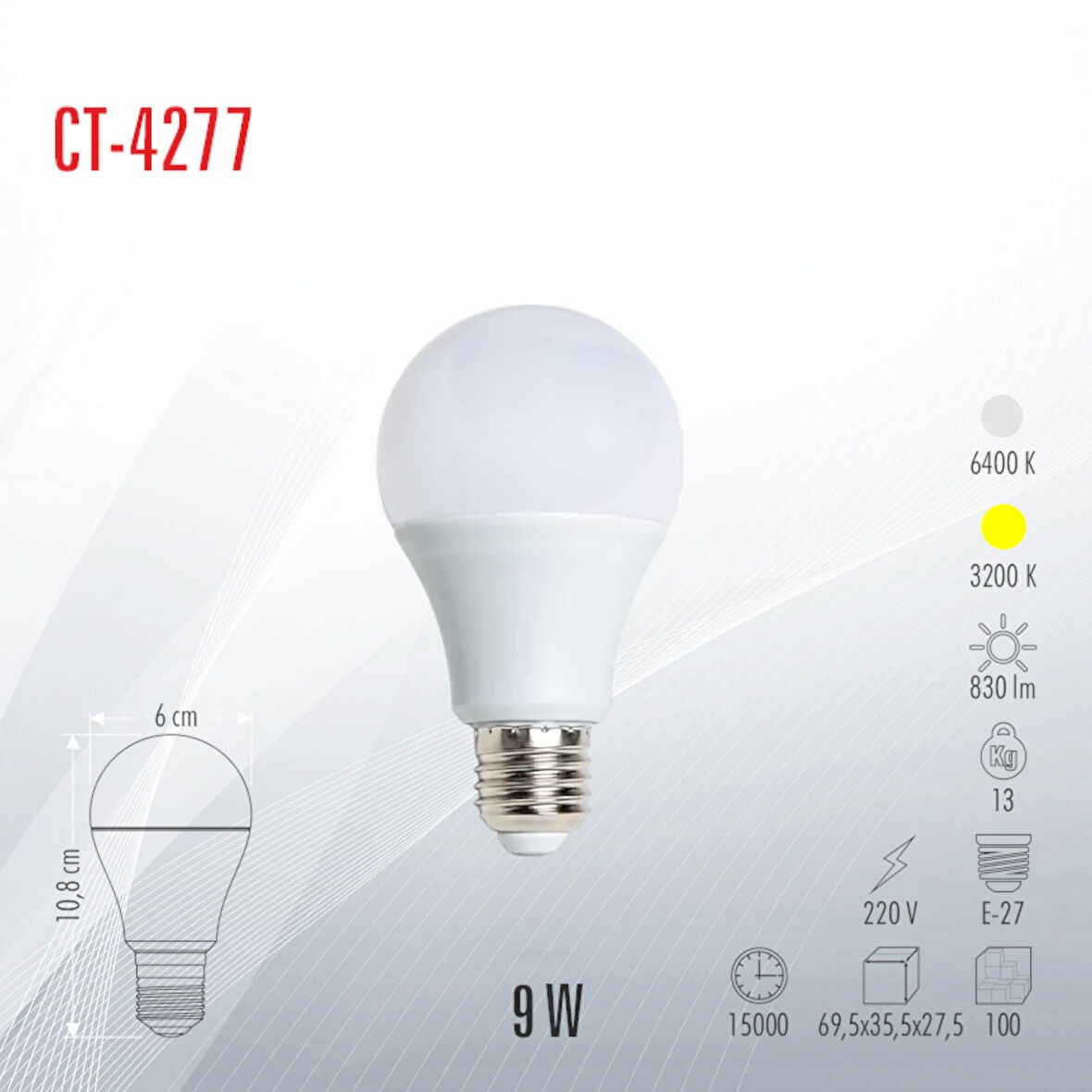 CATA CT-4277 LED AMPUL BEYAZ IŞIK 10 ADET