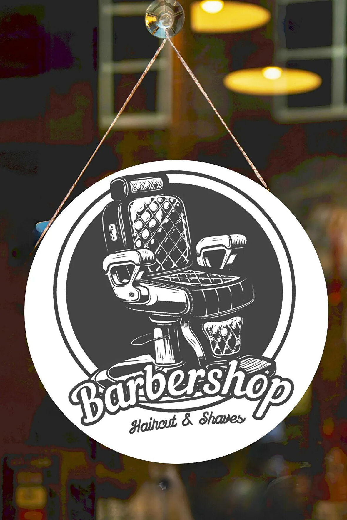 Berber Cam Kapı Pano Tabelası, Berber Dükkanı için Süs, Askılı Cam Kapı Berber Kuaför Yazı Levhası