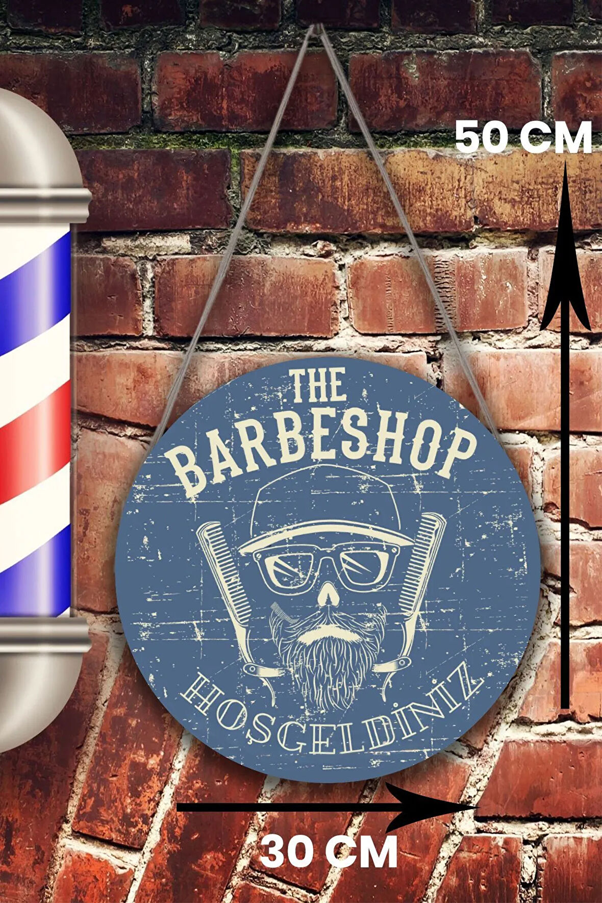 Berber Cam Kapı Pano Tabelası, Berber Dükkanı için Süs, Askılı Cam Kapı Berber Kuaför Yazı Levhası