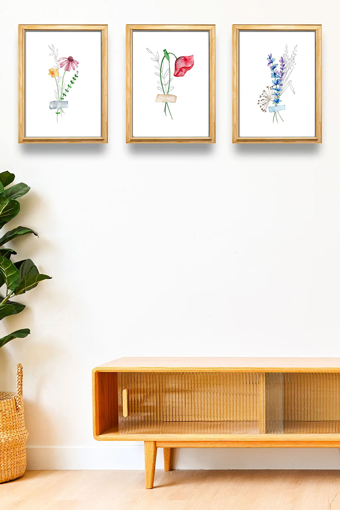 3 Parça Çerçeve Görünümlü Şık Boho Tablo Modeli, Oturma Odası, Salon, Ofis, Yatak Odası Duvar Dekoru