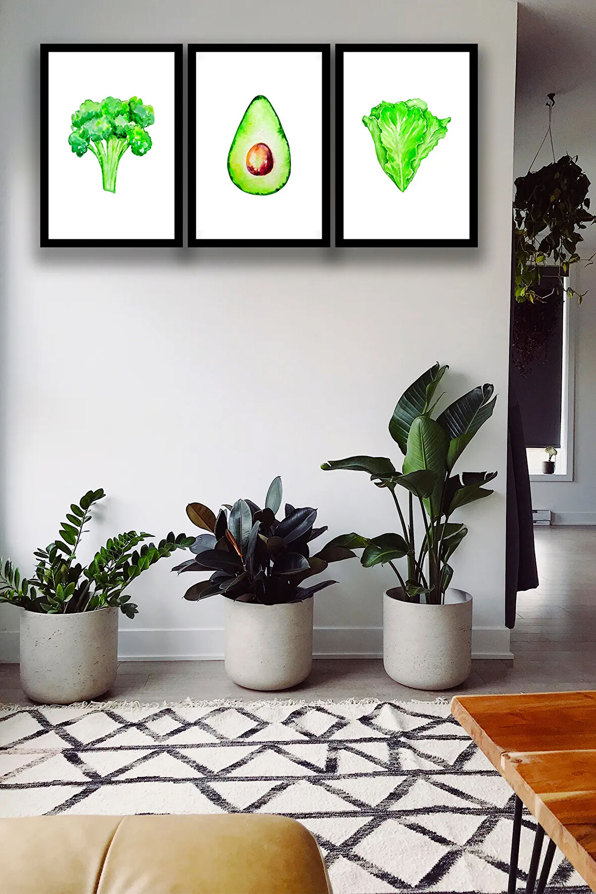 3 Parça Çerçeve Görünümlü Şık Boho Tablo Modeli, Oturma Odası, Salon, Ofis, Yatak Odası Duvar Dekoru