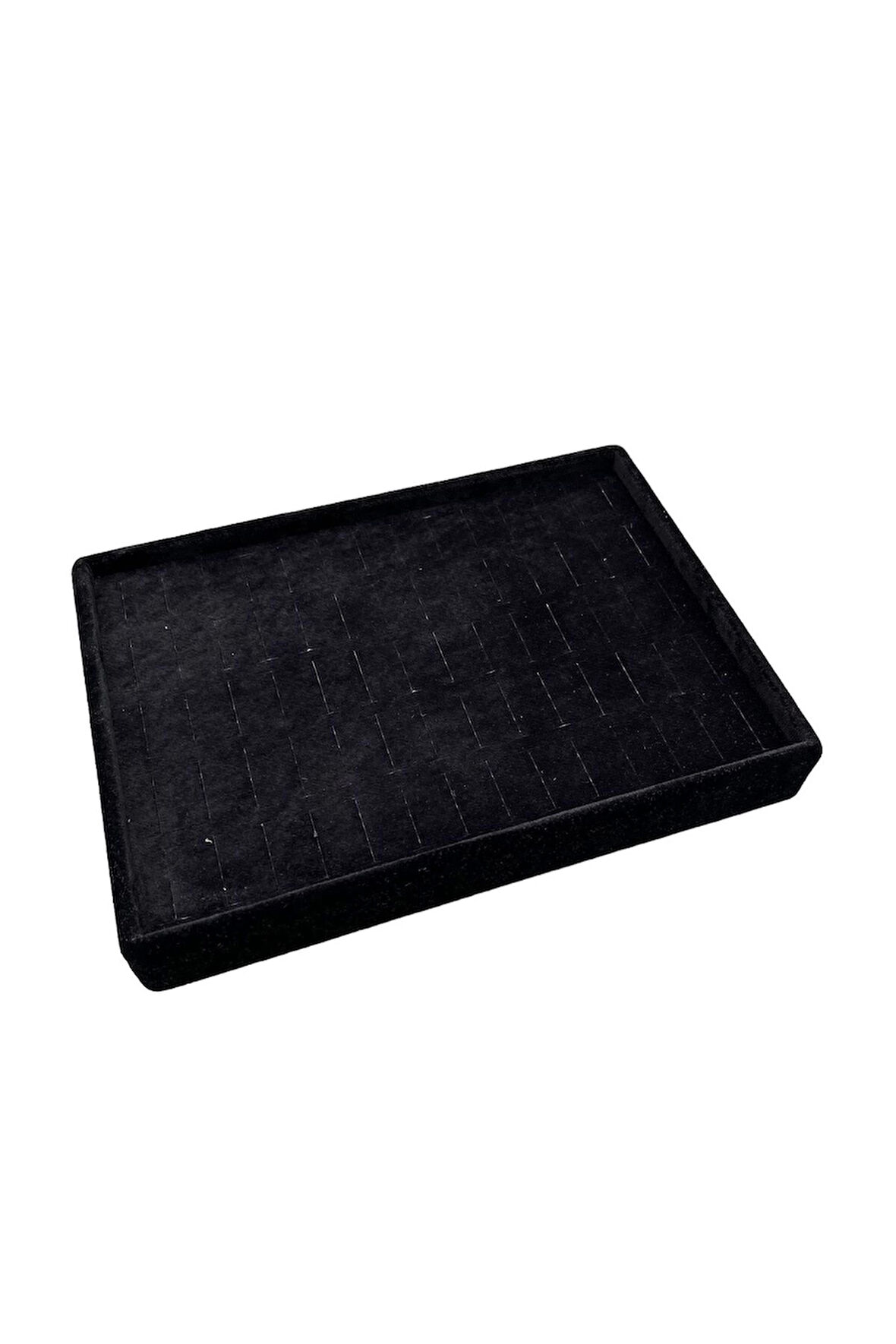Yerli Üretim Küçük Boy Süet Kumaş Siyah Renk 22/14 cm Batırmalı Yüzük Küpe Tablası