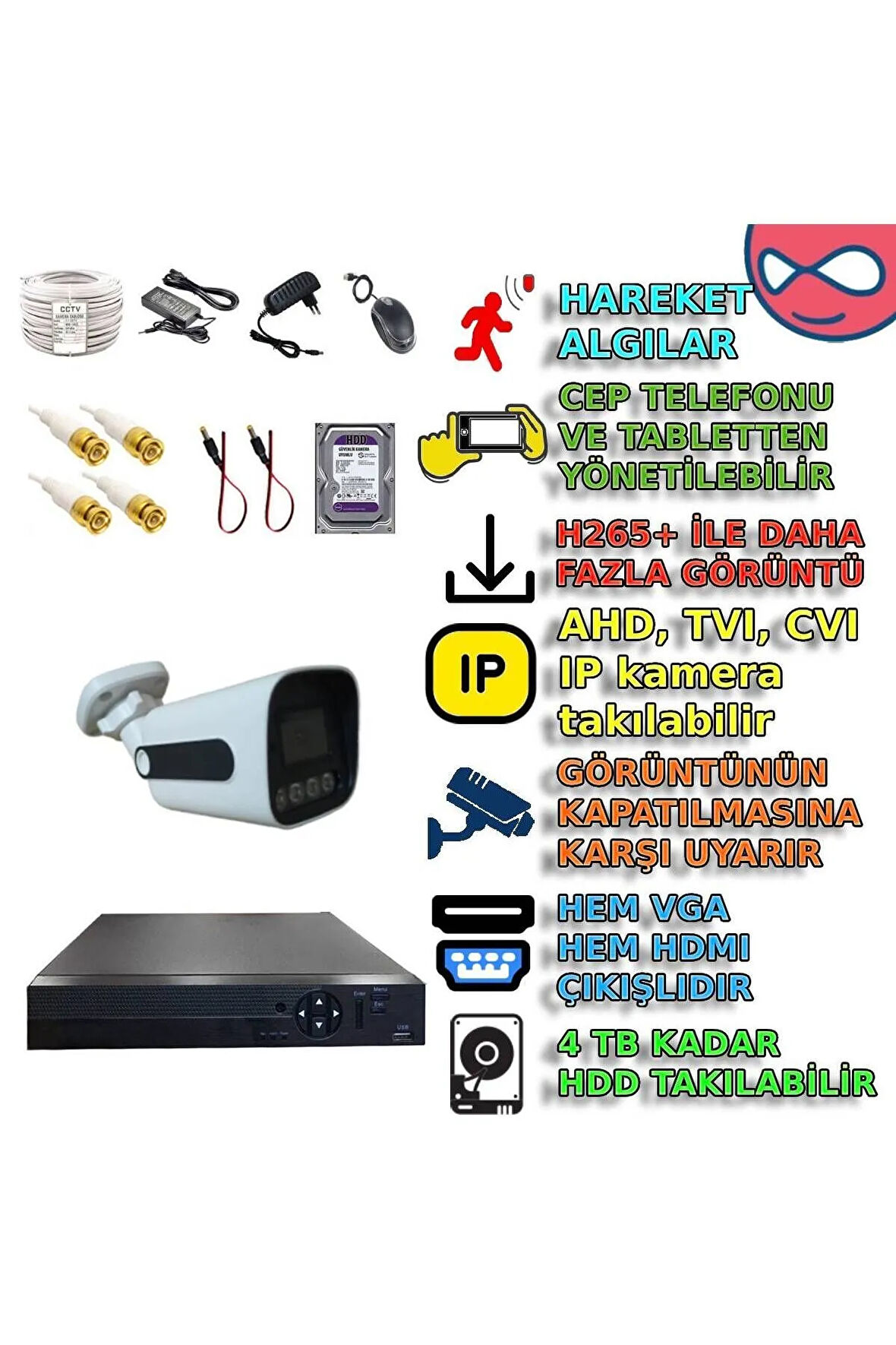 XMPRO Gece Renkli Gösteren 1 Kameralı 5 Megapiksel Güvenlik Kamerası Seti - Btxm303set1