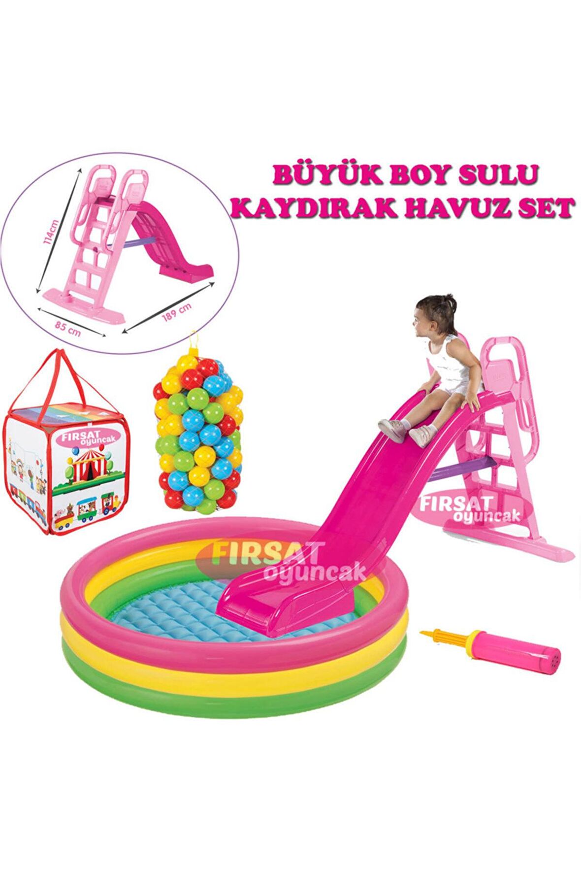 Kaydırak Büyük Boy Kaydırak Havuz Set Saklama Kutulu