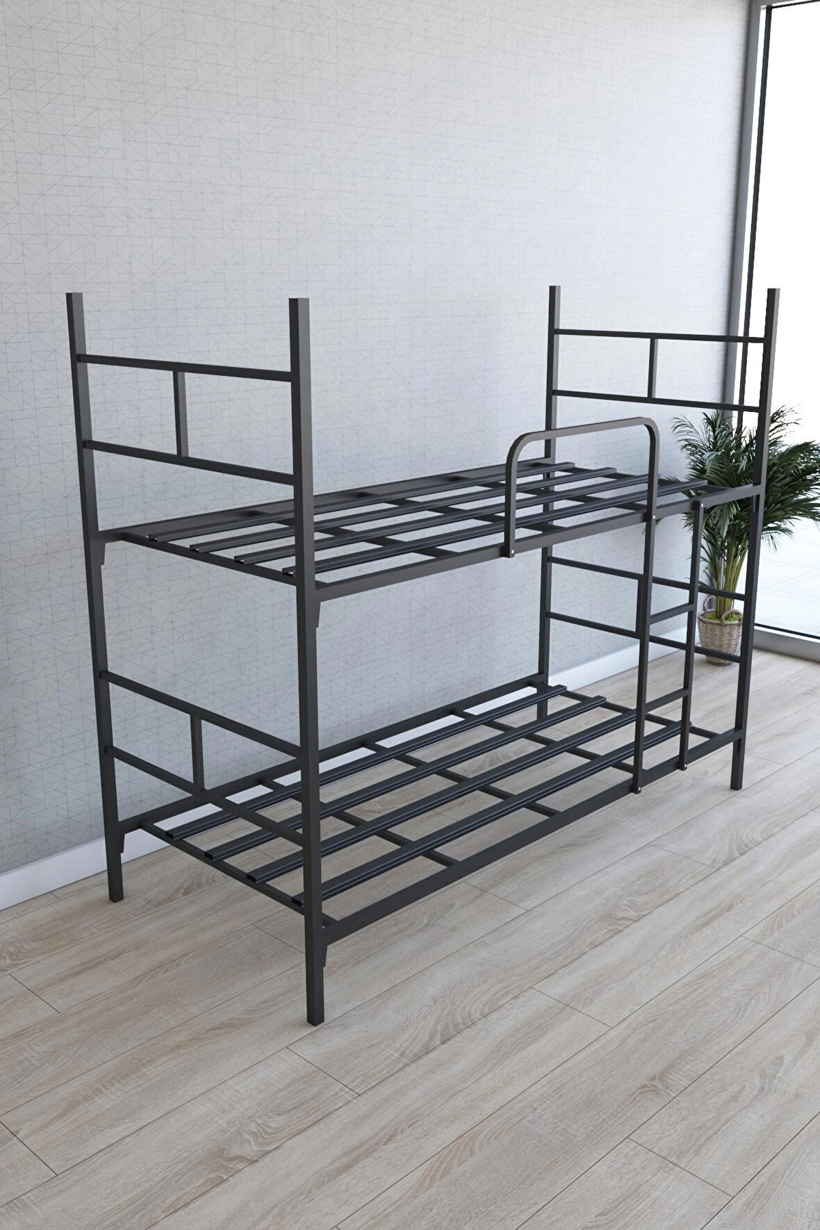 Bunkbed Metal Ranza, 2 Katlı, Siyah, 206x170x90 cm